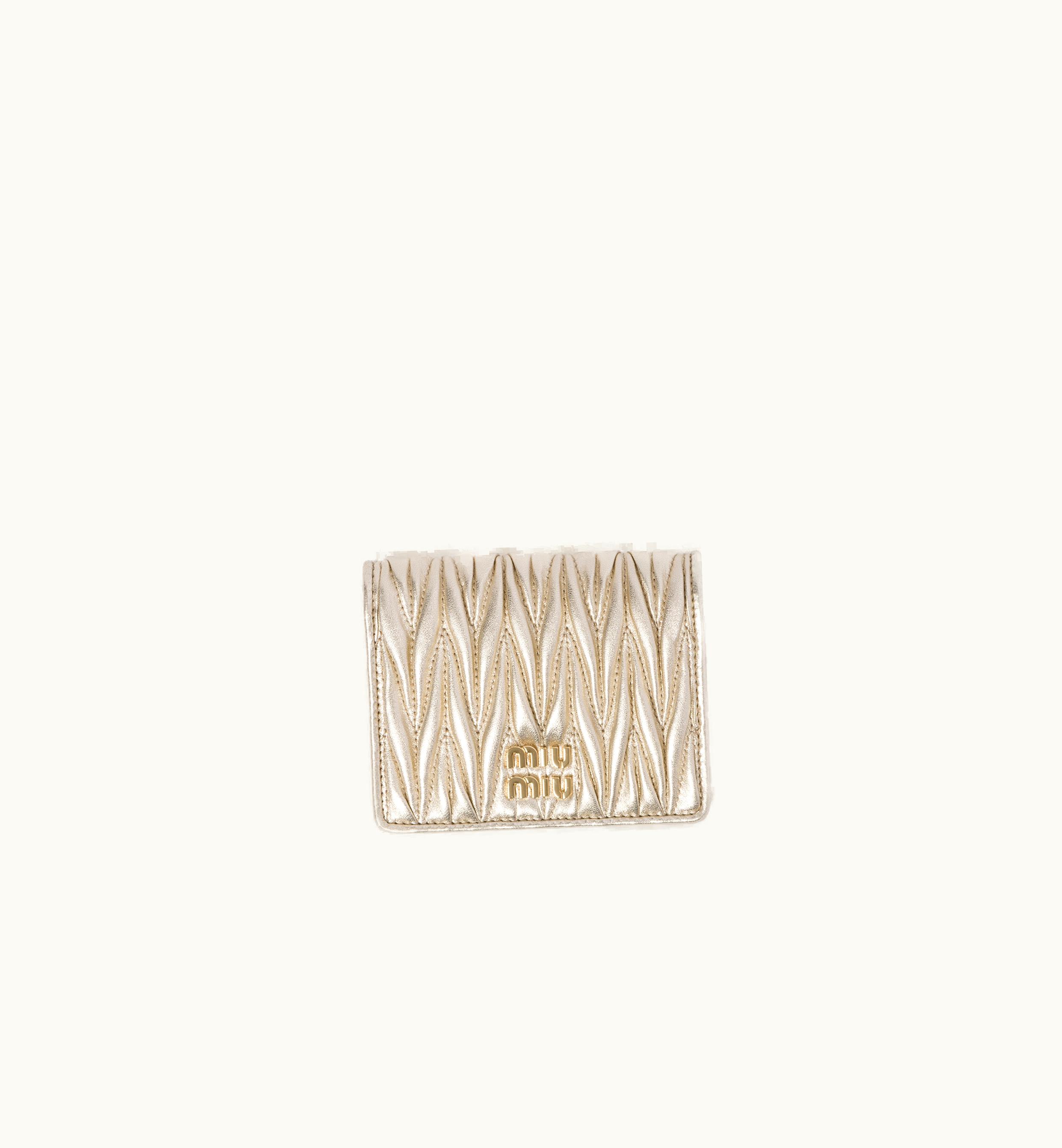 Miu Miu Miu Miu Small Matelassé Nappa Leather Wallet Pyrite