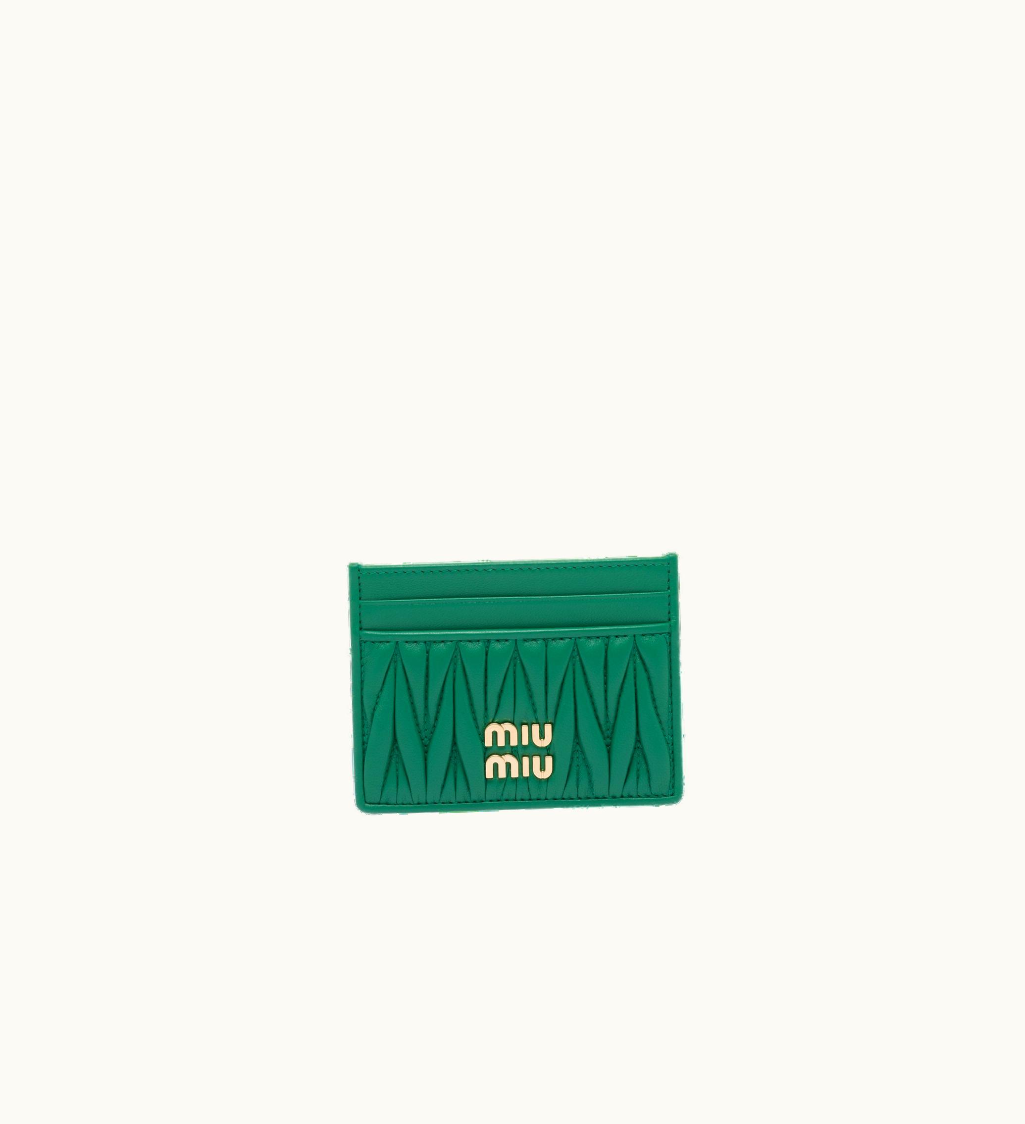 Miu Miu Miu Miu Matelassé Nappa Leather Card Holder in Mango