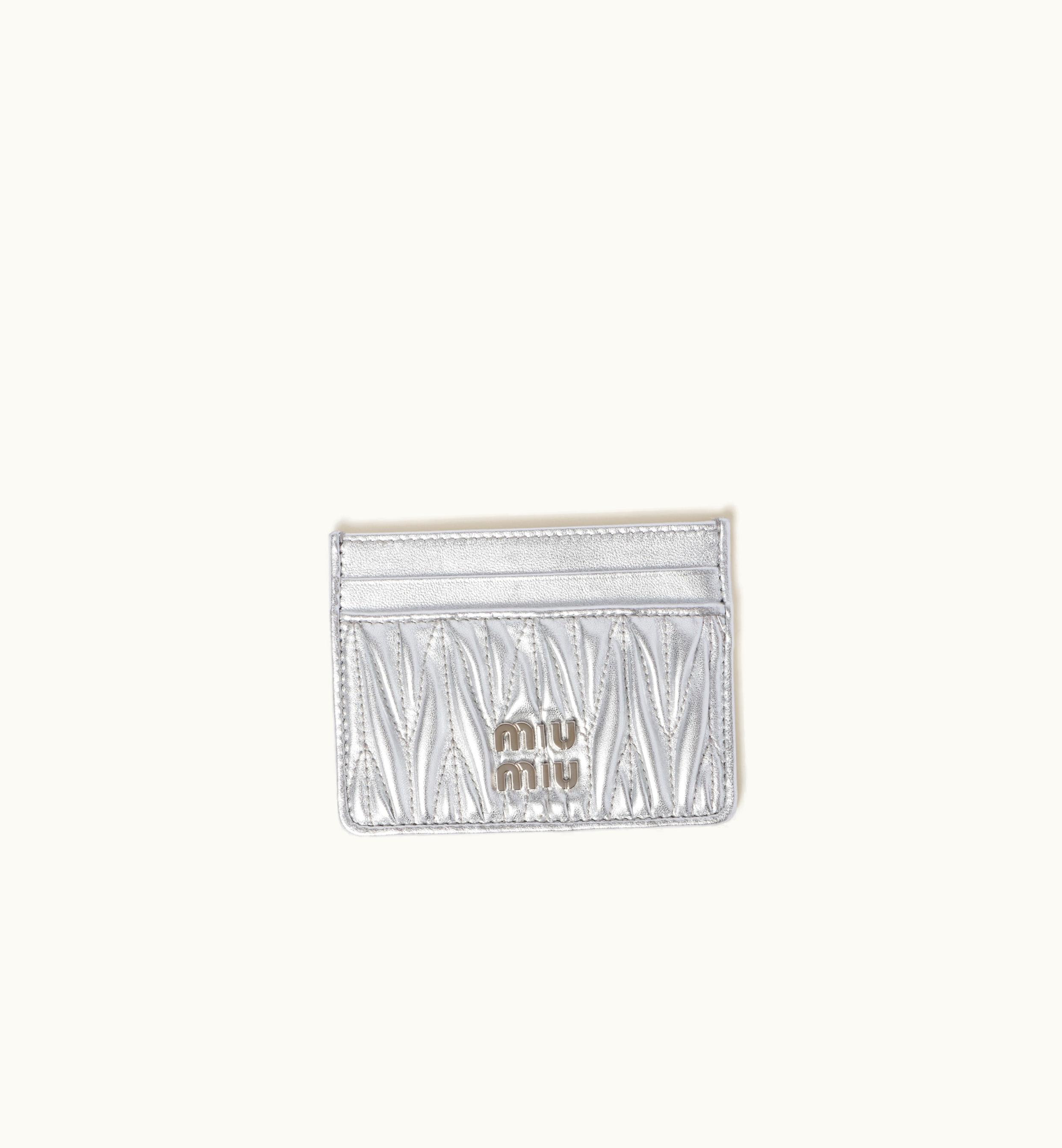 Miu Miu Miu Miu Matelassé Nappa Leather Card Holder Silver