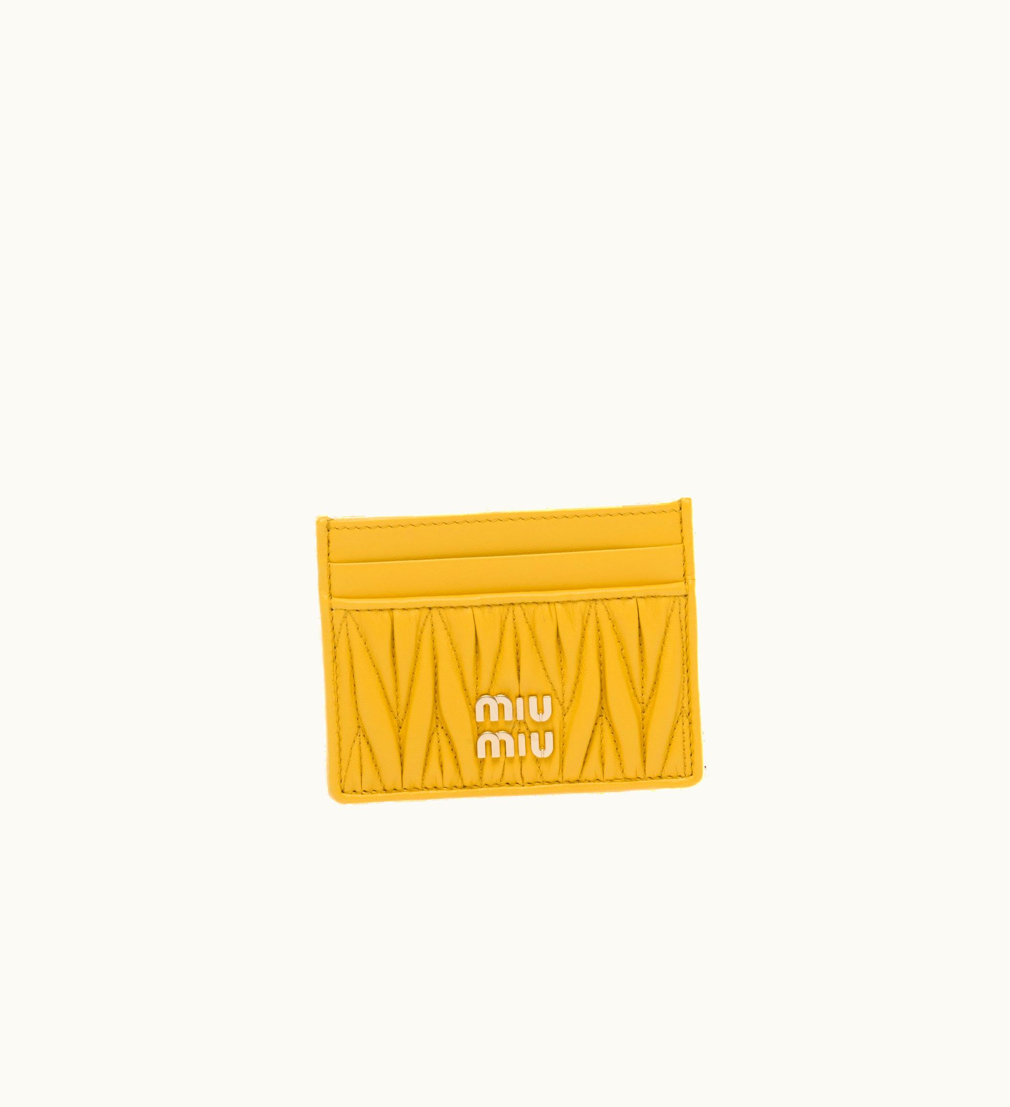 Miu Miu Miu Miu Matelassé Nappa Leather Card Holder Sunny Yellow