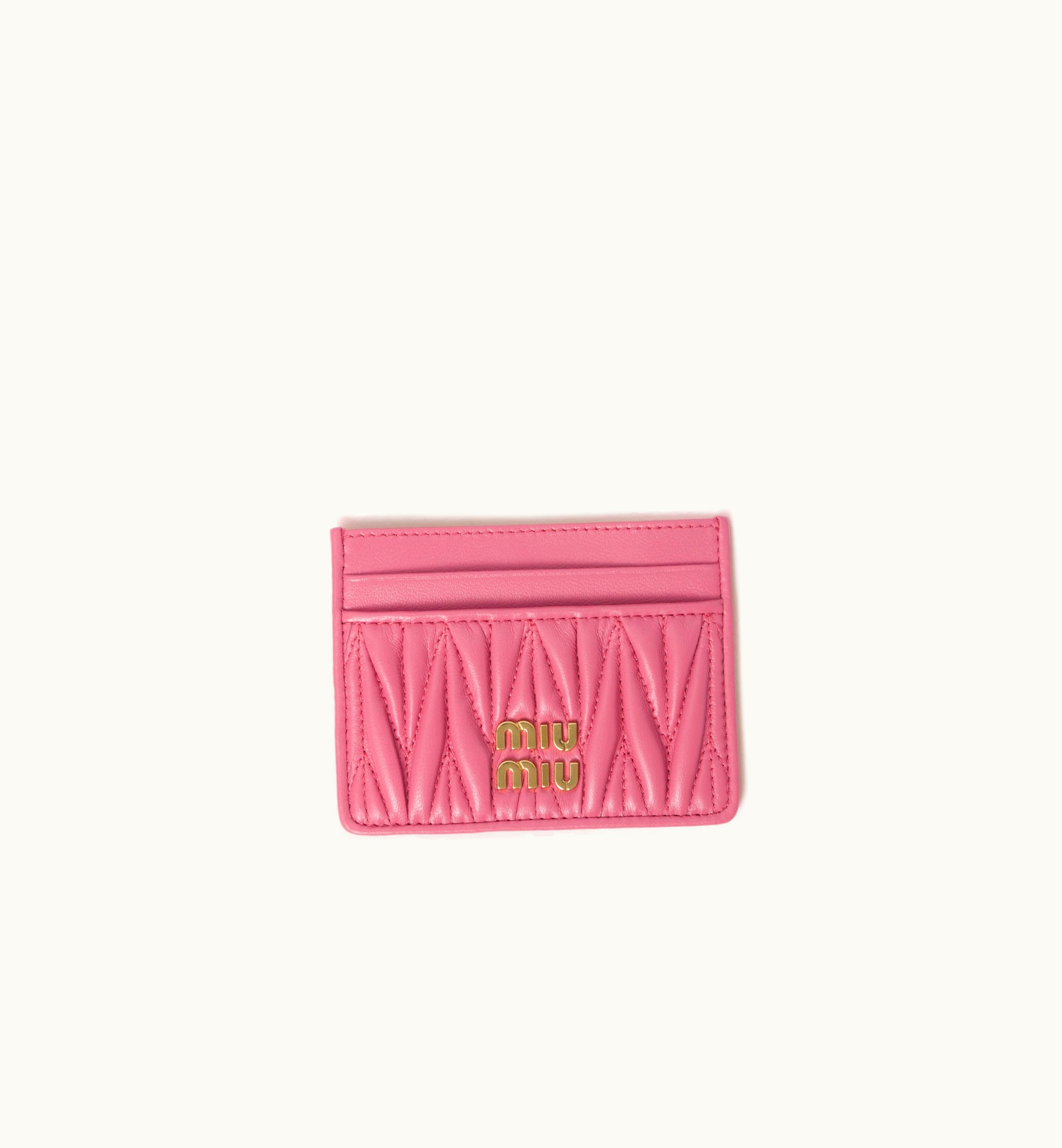 Miu Miu Miu Miu Matelassé Leather Card Holder Begonia Pink