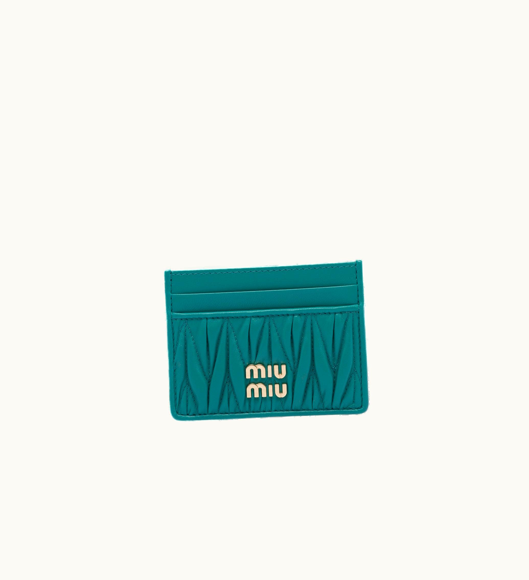Miu Miu Miu Miu Matelassé Nappa Leather Card Holder Peacock Blue