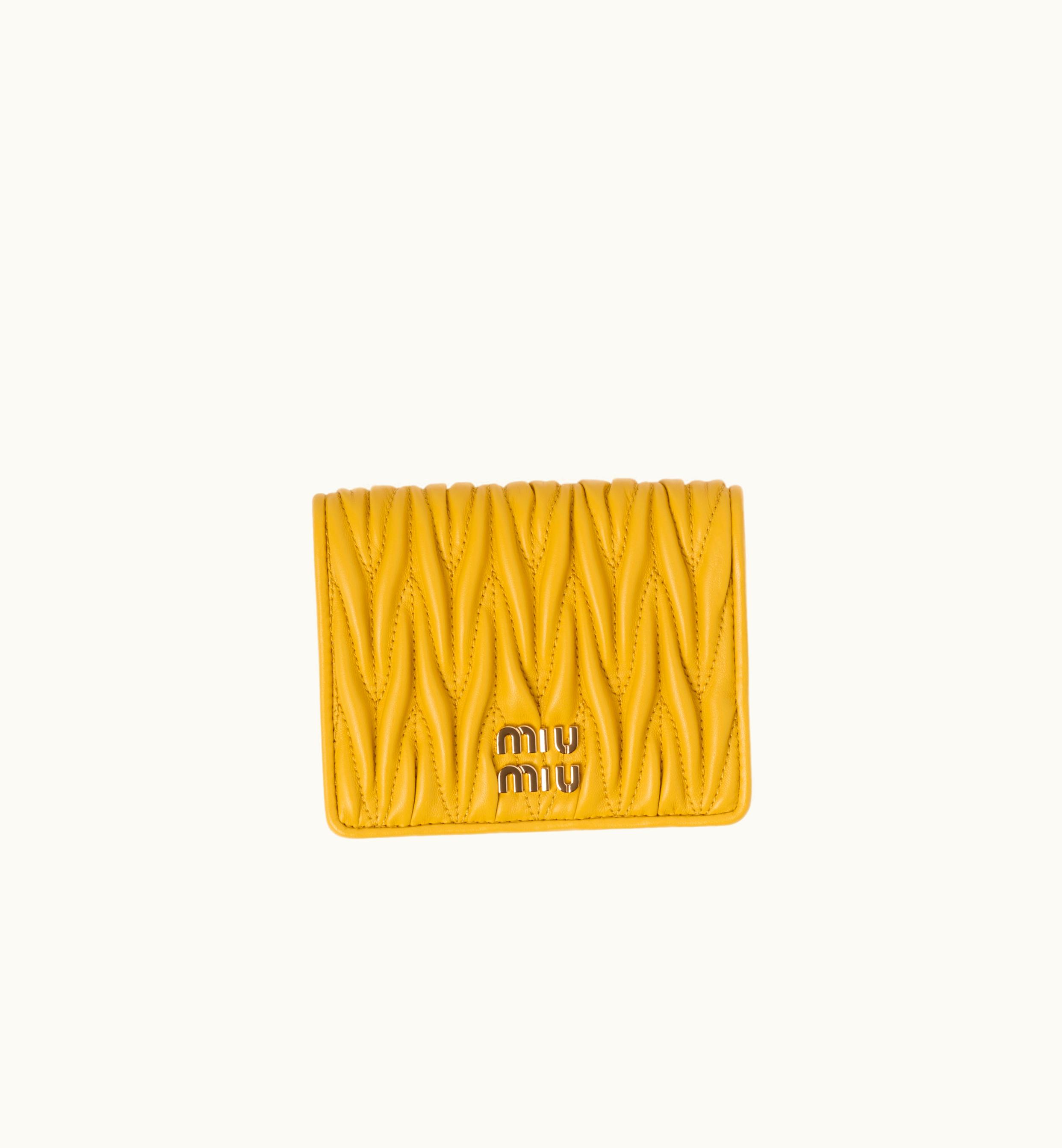 Miu Miu Miu Miu Small Matelassé Nappa Leather Wallet Sunny Yellow