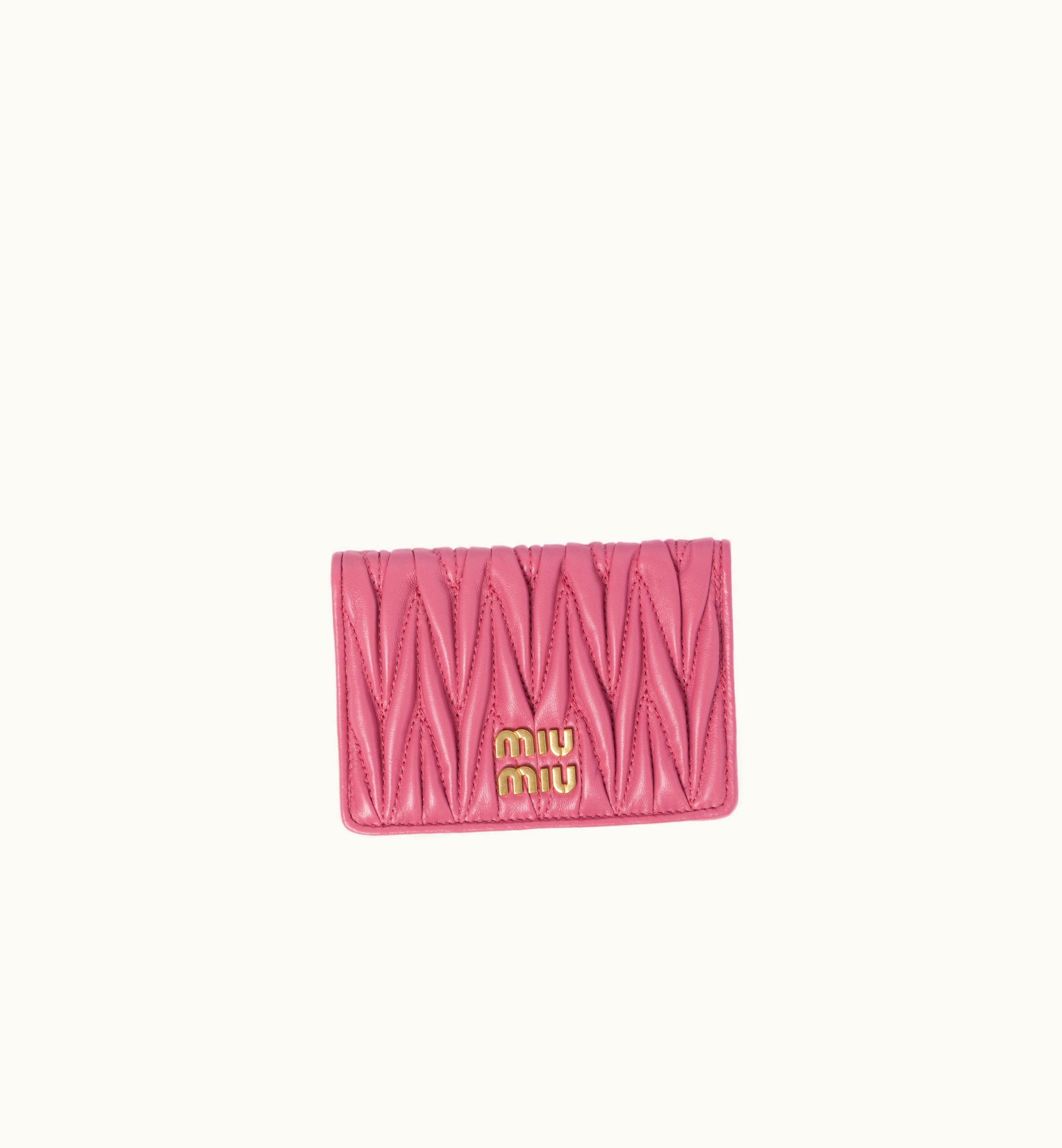 Miu Miu Miu Miu Matelassé Nappa Leather Card Holder Begonia Pink