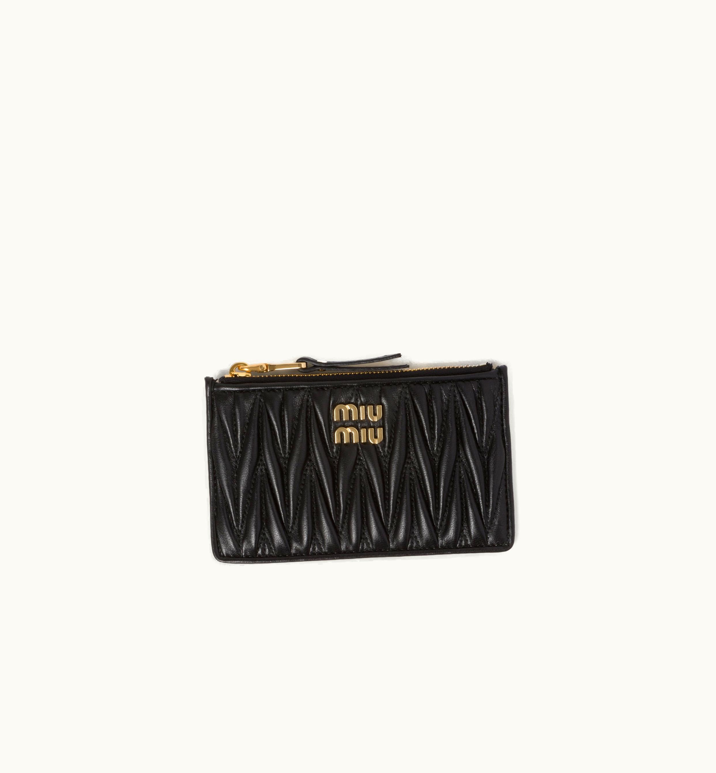 Miu Miu Miu Miu Matelassé Nappa Leather Envelope Wallet Black