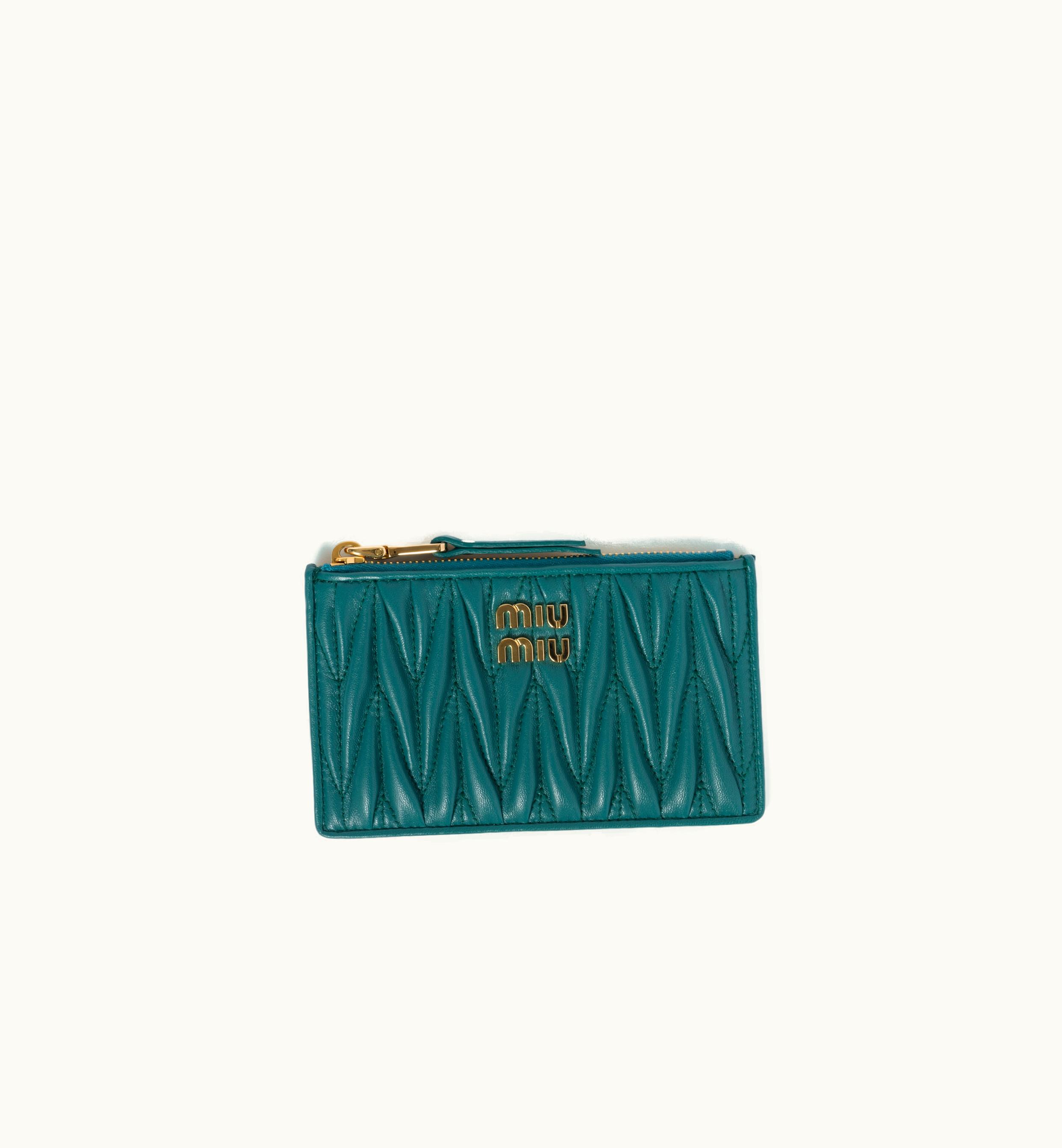 Miu Miu Miu Miu Matelassé Nappa Leather Envelope Wallet Lagoon Blue