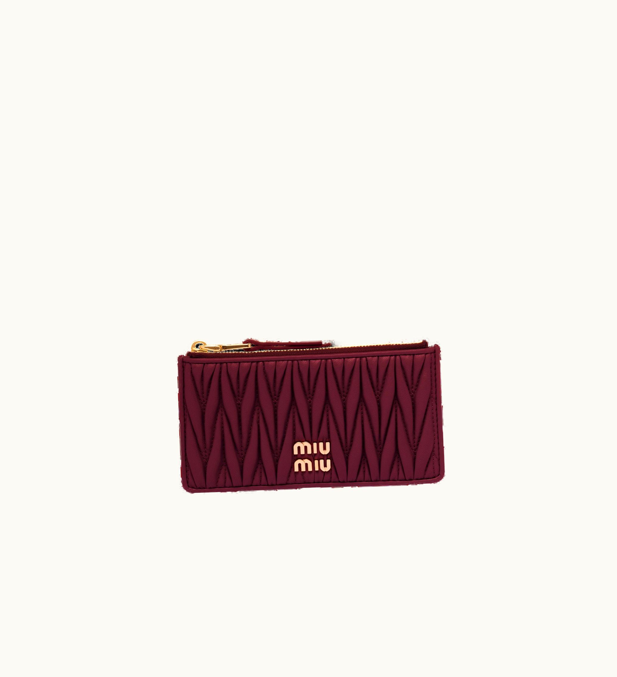 Miu Miu Miu Miu Matelassé Nappa Leather Envelope Wallet Amaranth Red / Maize Yellow