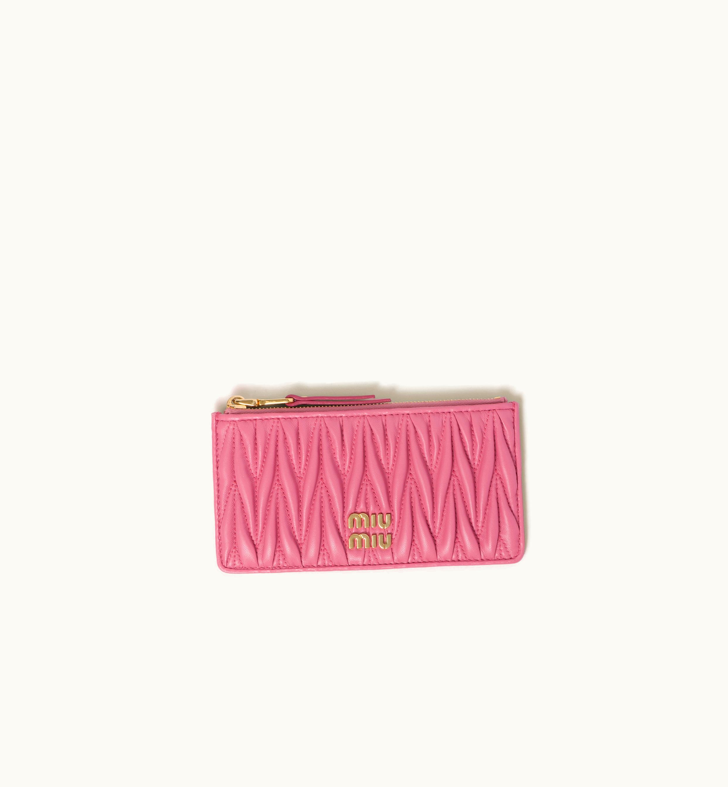 Miu Miu Miu Miu Matelassé Nappa Leather Envelope Wallet Begonia Pink