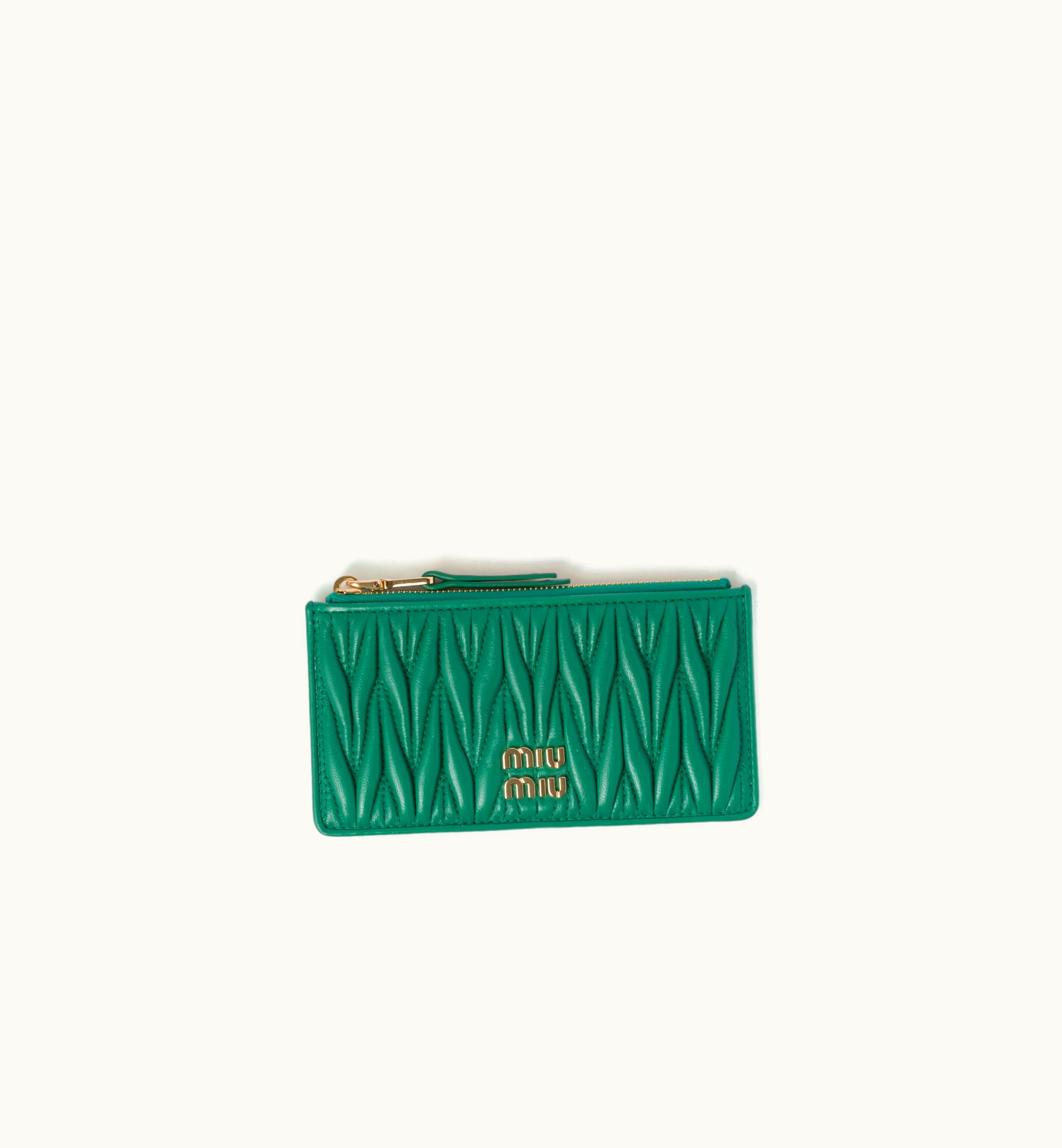 Miu Miu Miu Miu Matelassé Nappa Leather Envelope Wallet Mango
