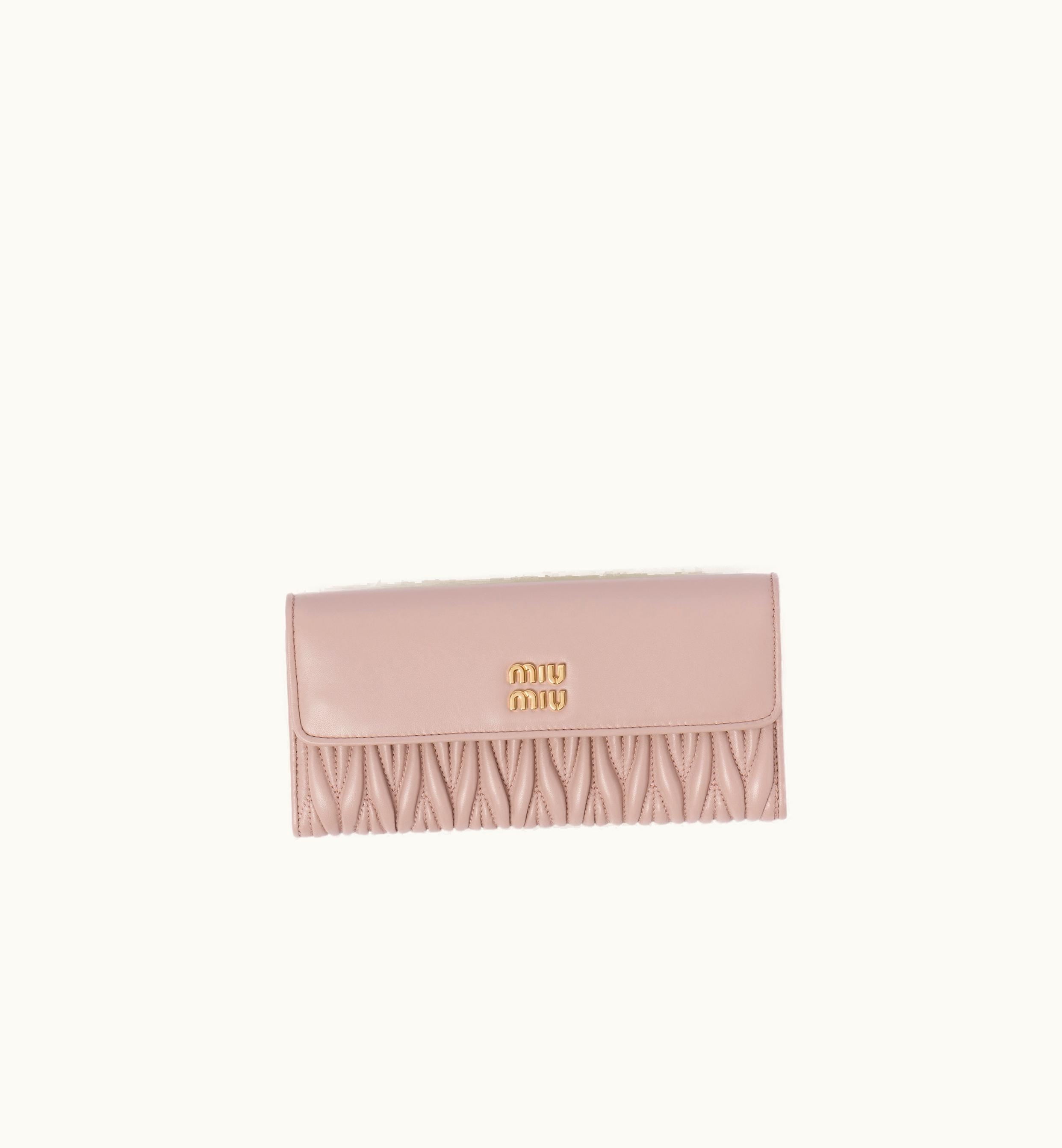 Miu Miu Miu Miu Matelassé Nappa Leather Wallet Water Lily