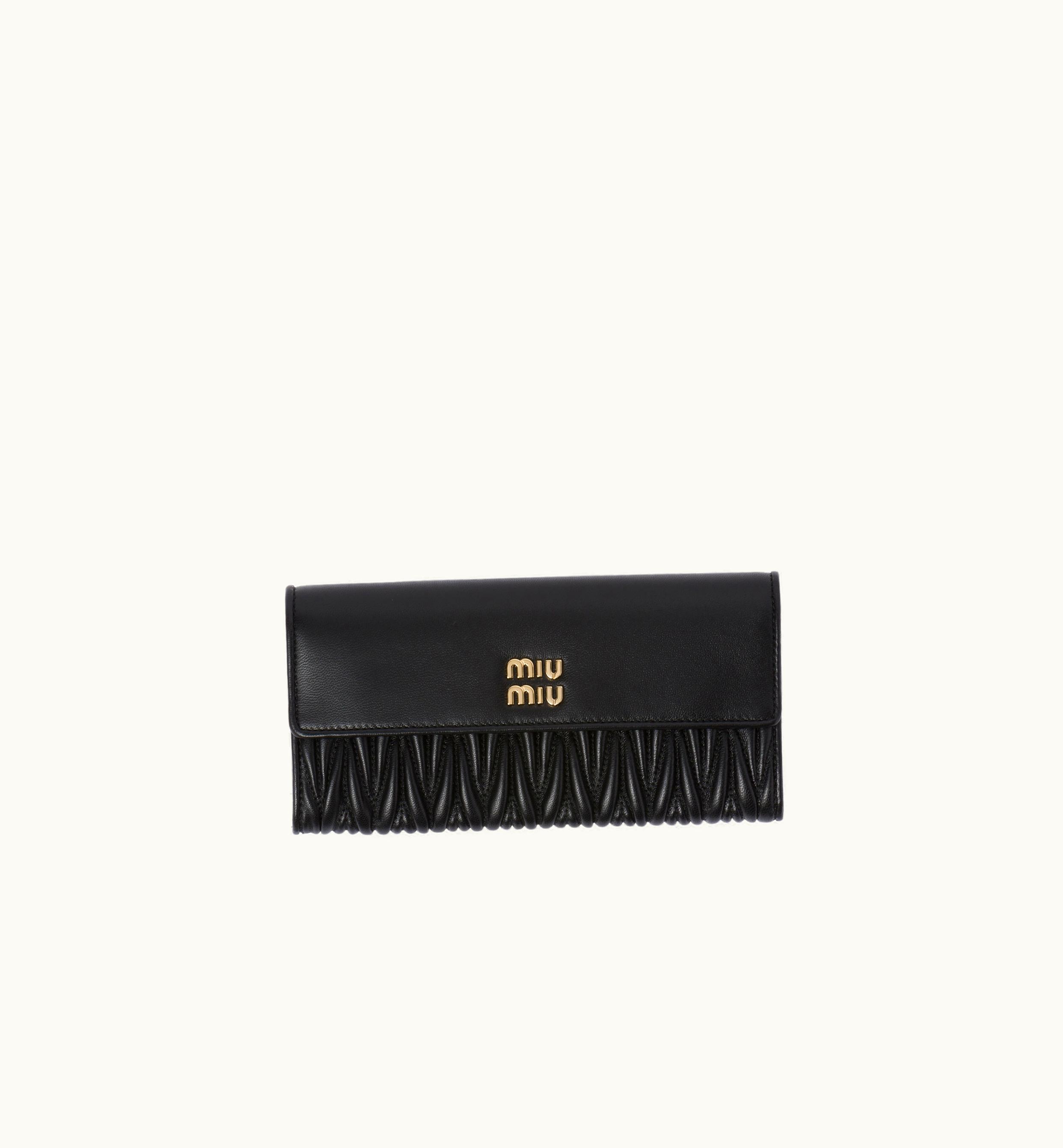 Miu Miu Miu Miu Matelassé Nappa Leather Wallet Black