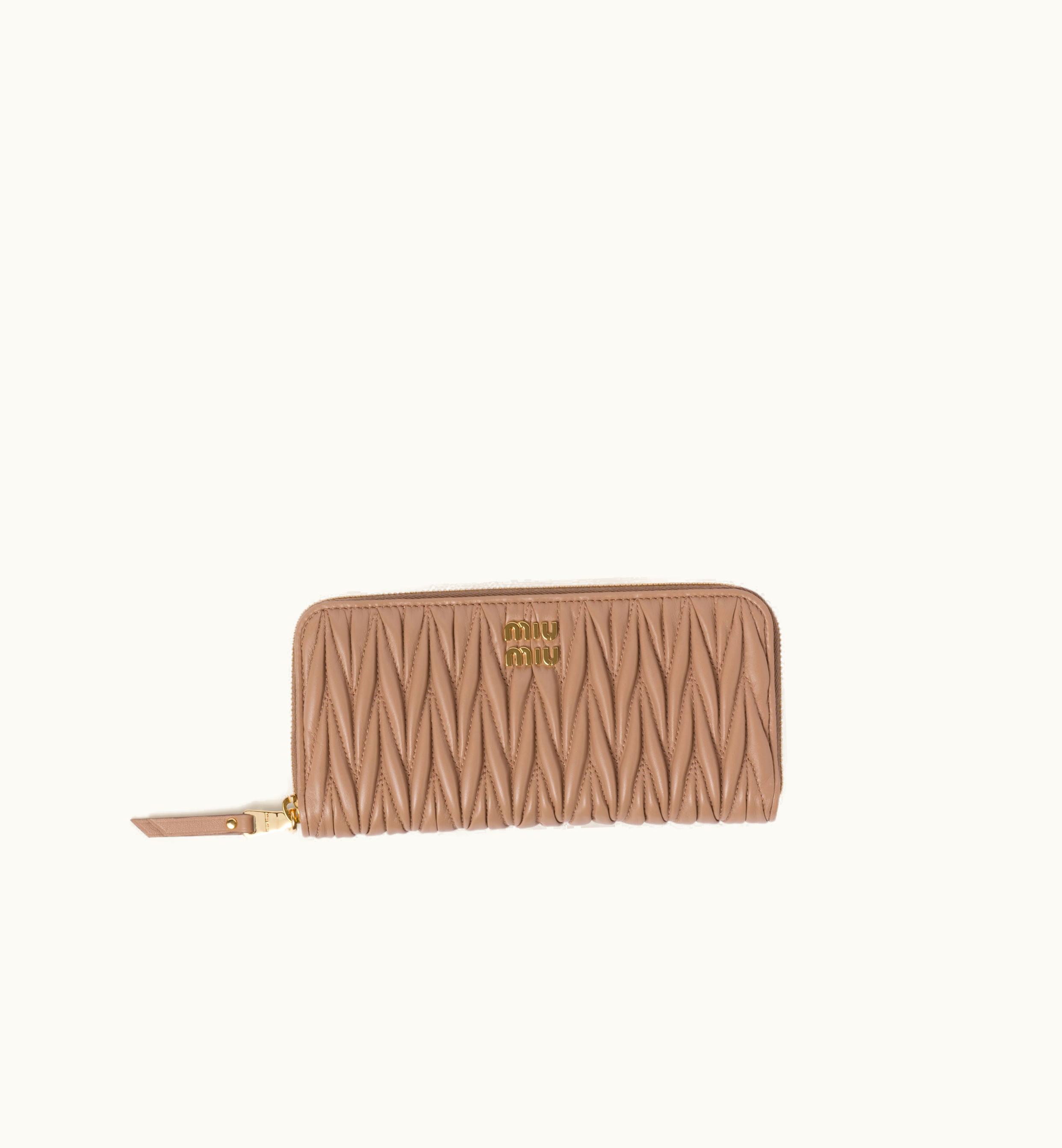 Miu Miu Miu Miu Large Matelassé Nappa Leather Wallet Cameo