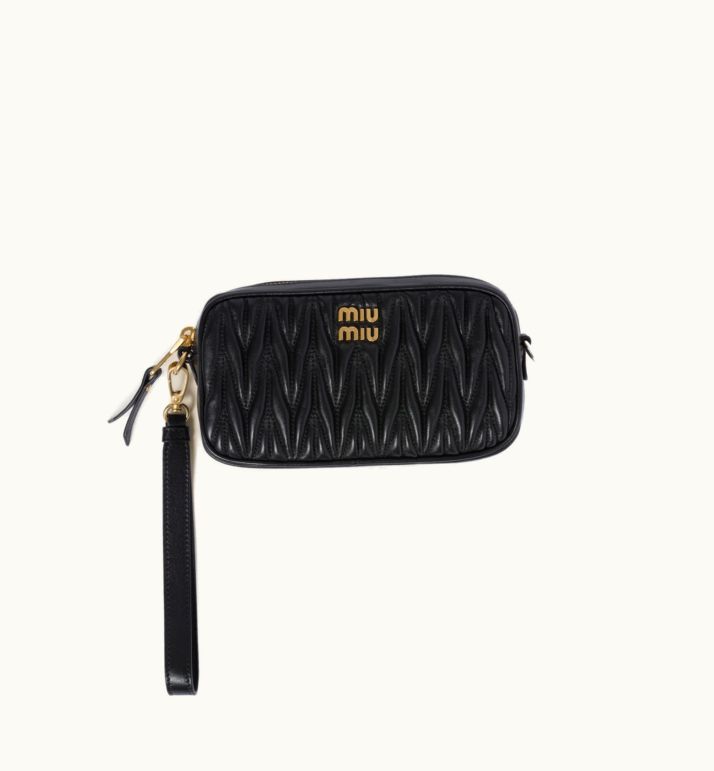 Miu Miu Miu Miu Matelassé Nappa Leather Pouch Black