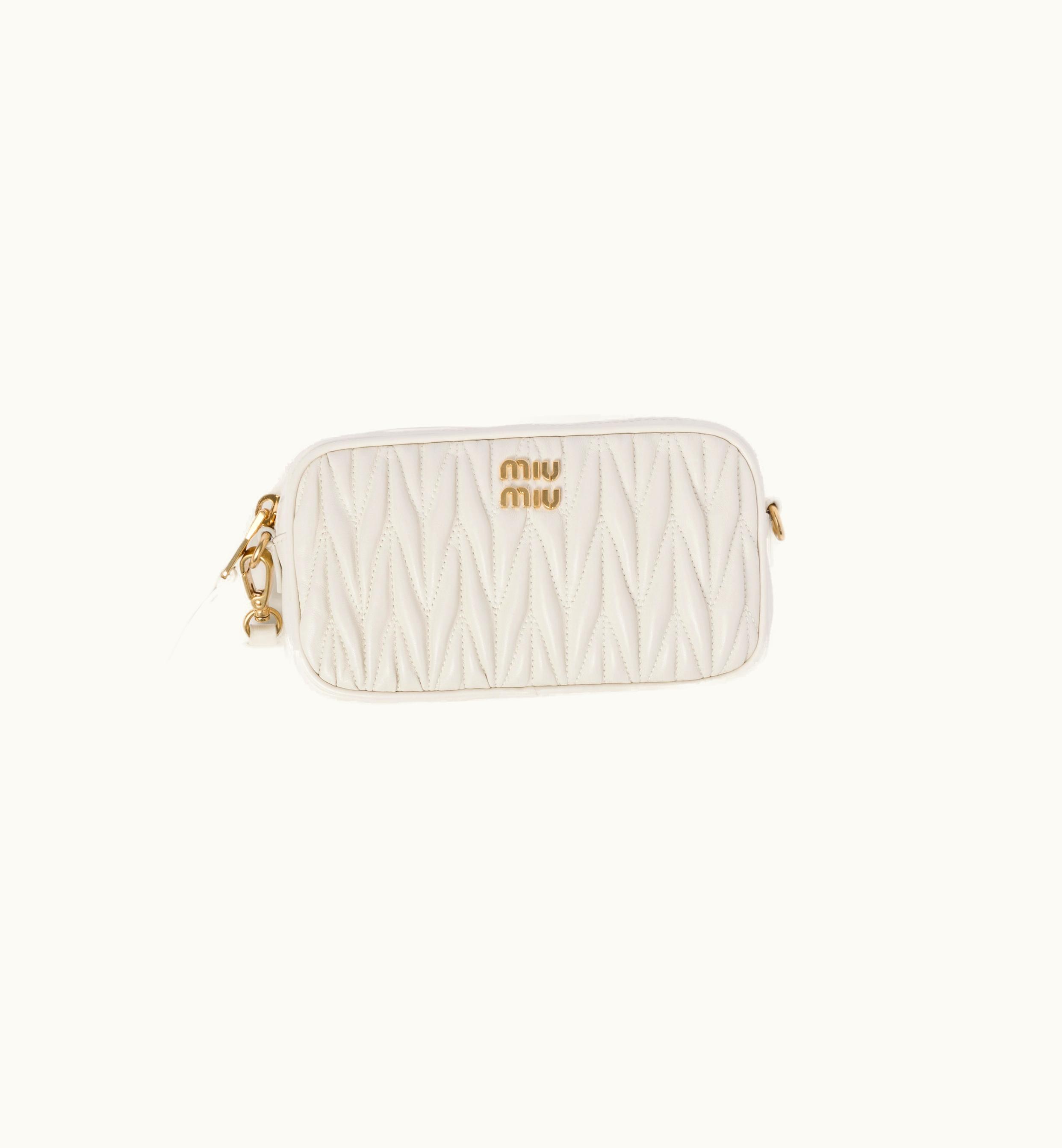 Miu Miu Miu Miu Matelassé Nappa Leather Pouch White