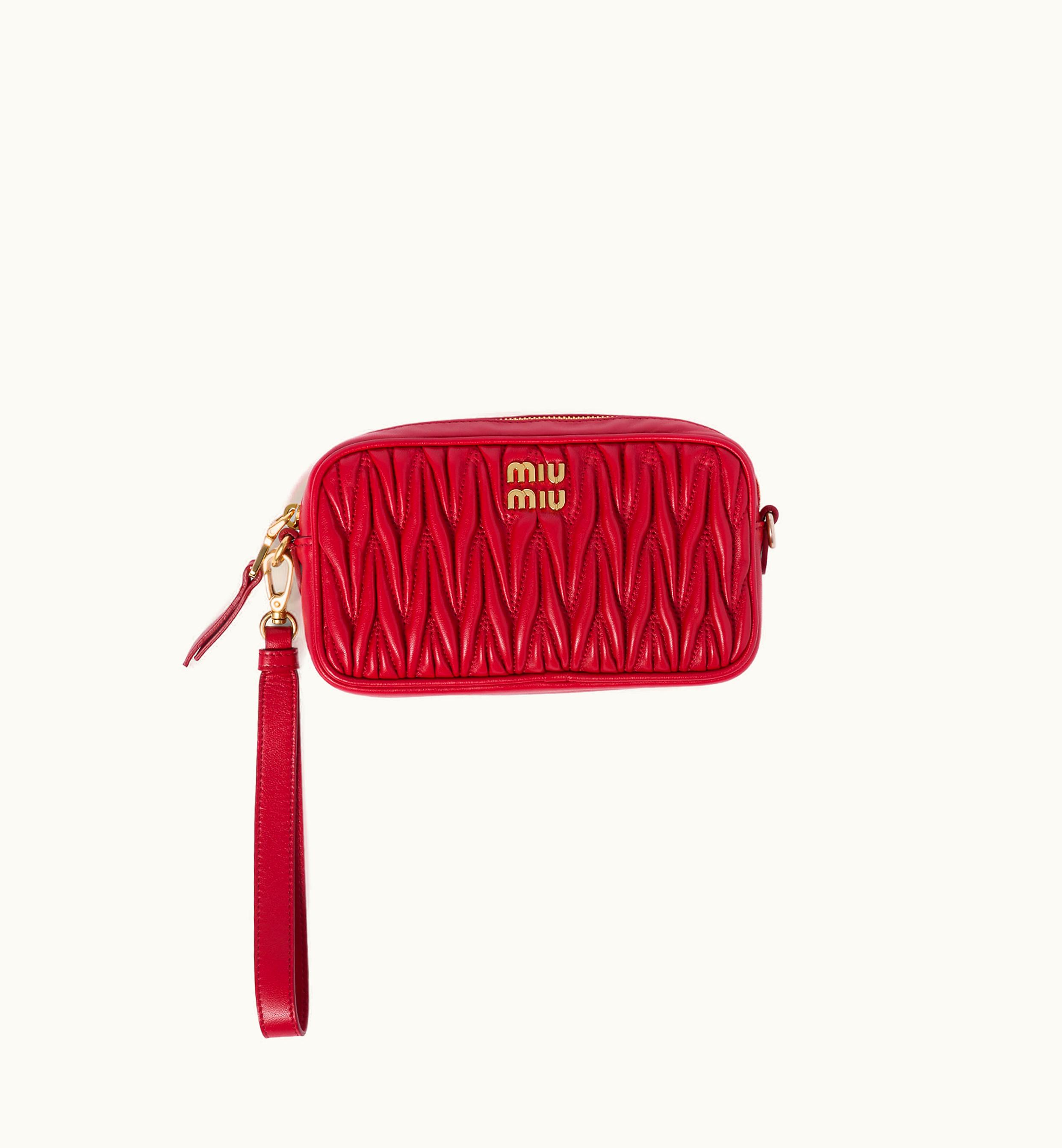Miu Miu Miu Miu Matelassé Nappa Leather Pouch Red
