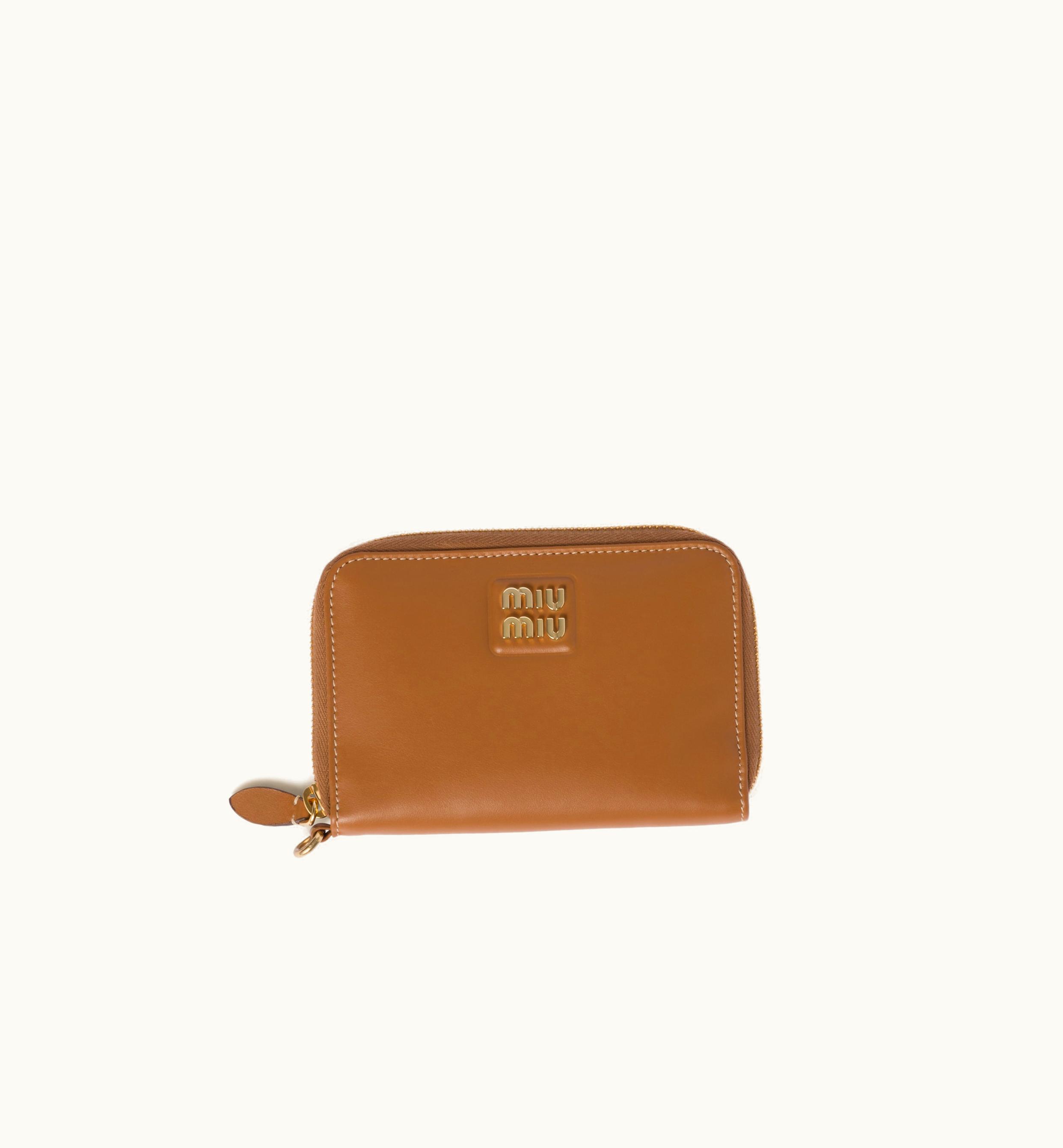 Miu Miu Miu Miu Leather Passport Holder Caramel