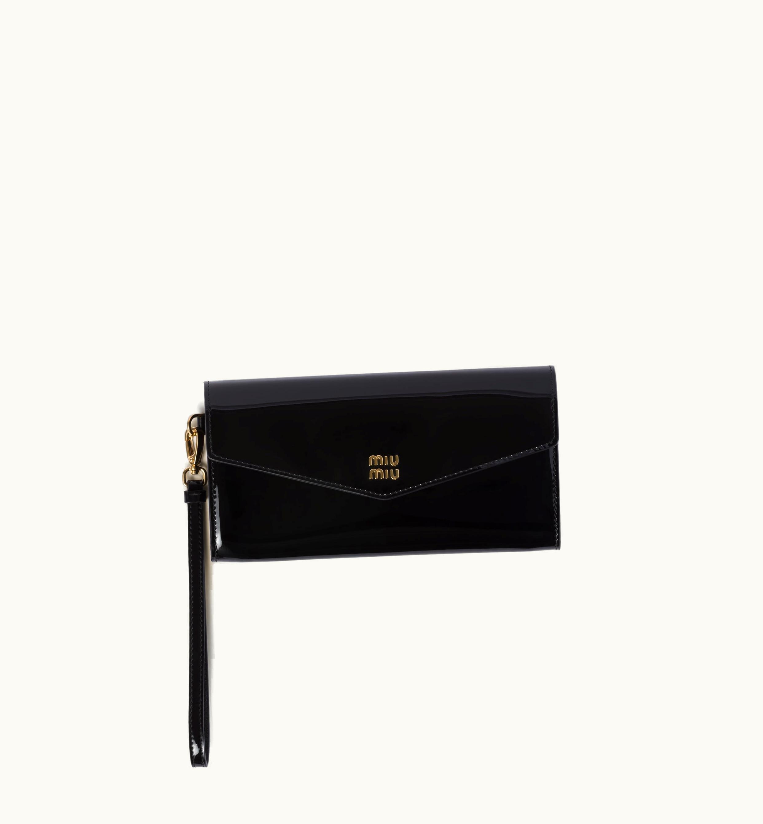 Miu Miu Miu Miu Wristlet Card Holder Patent Leather Black/Red