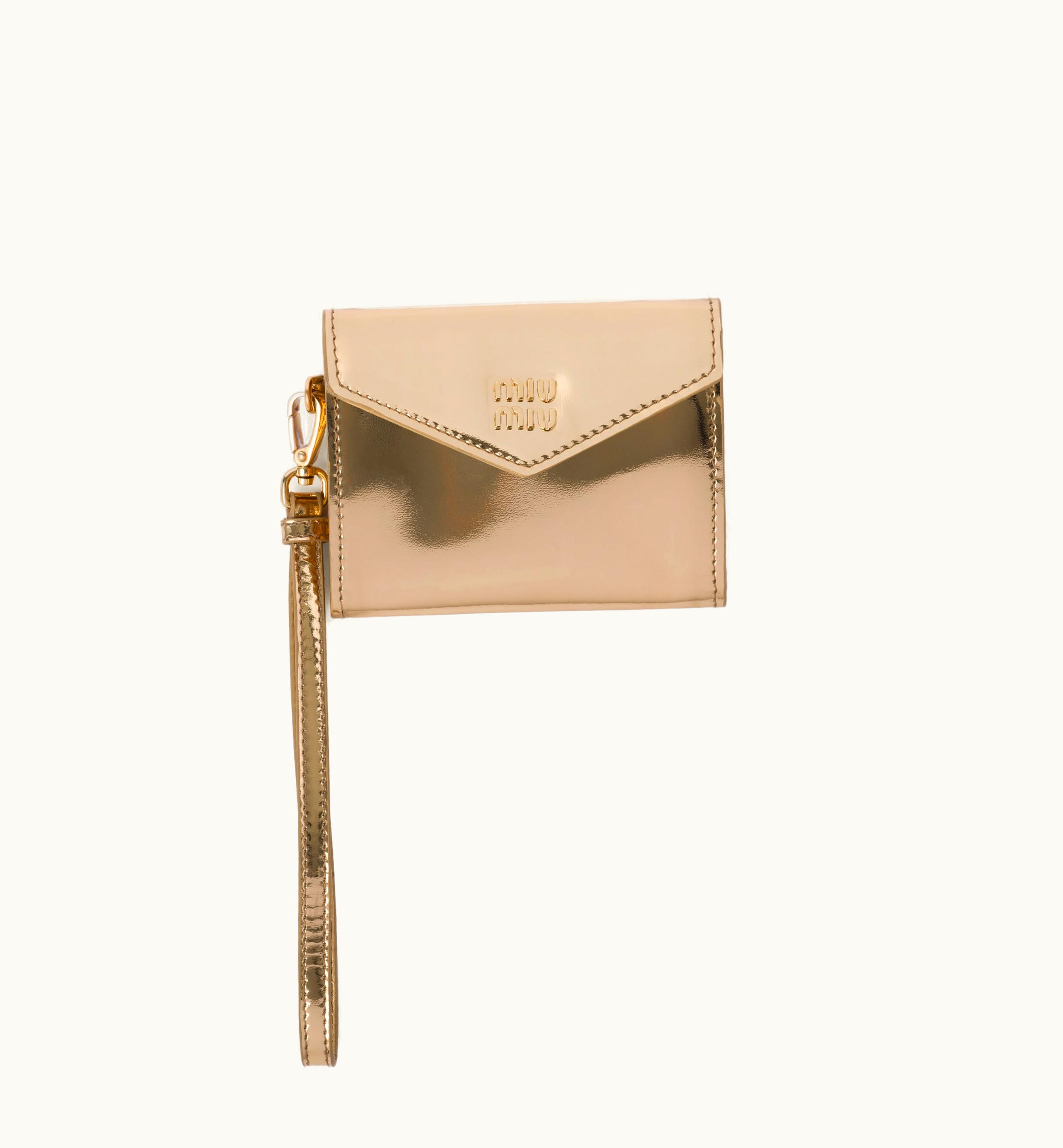 Miu Miu Miu Miu Leather Card Holder Platinum Delice Black