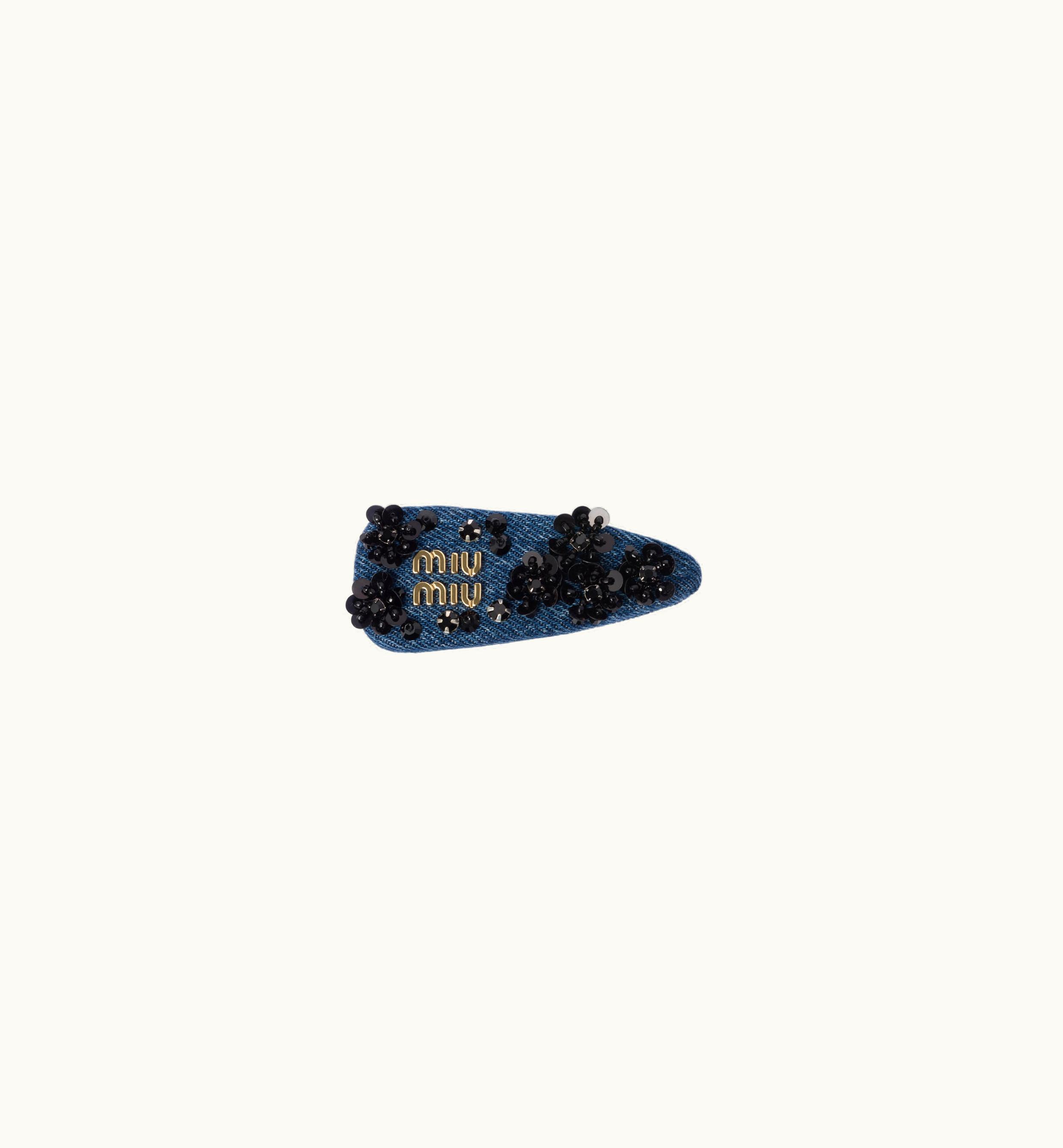 Miu Miu Miu Miu Denim Hair Clip Blue / Black