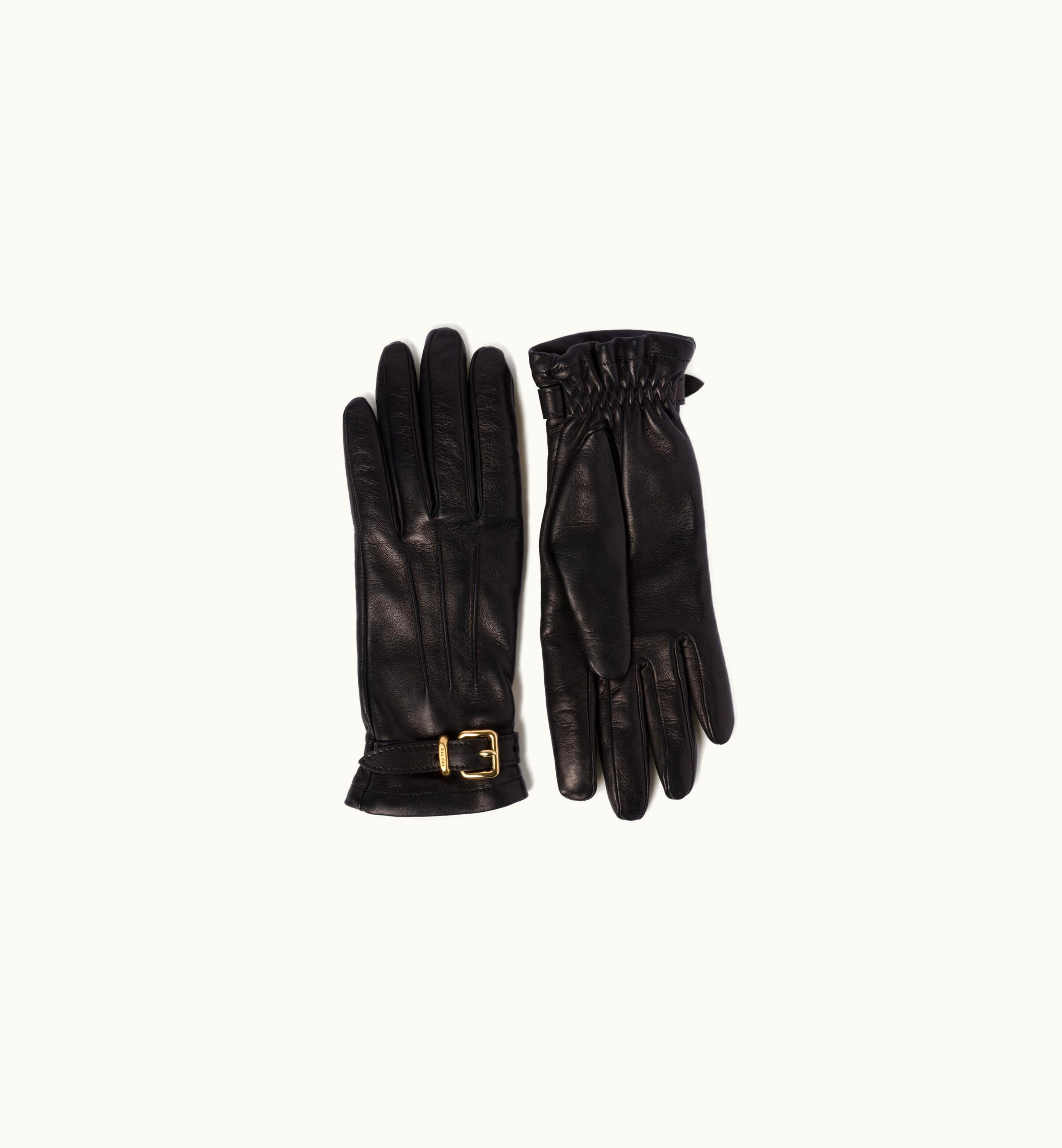 Miu Miu Miu Miu Classic Nappa Leather Gloves Black