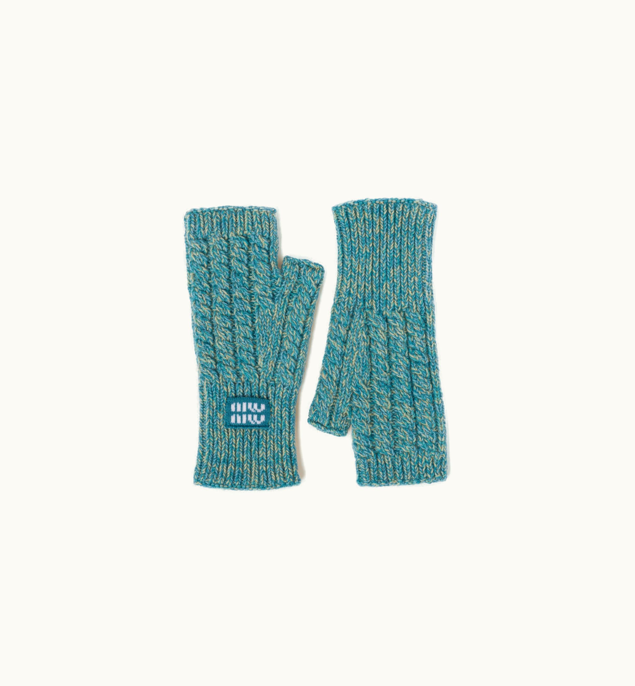Miu Miu Miu Miu Wool And Cashmere Gloves Turquoise