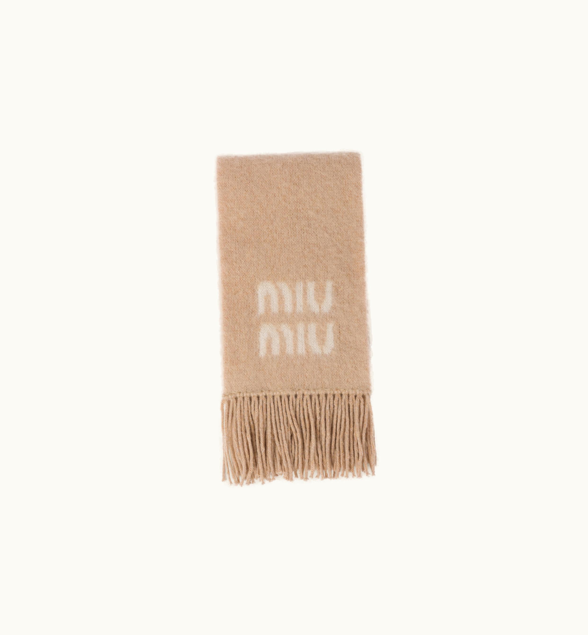 Miu Miu Miu Miu Wool And Mohair Scarf Natural