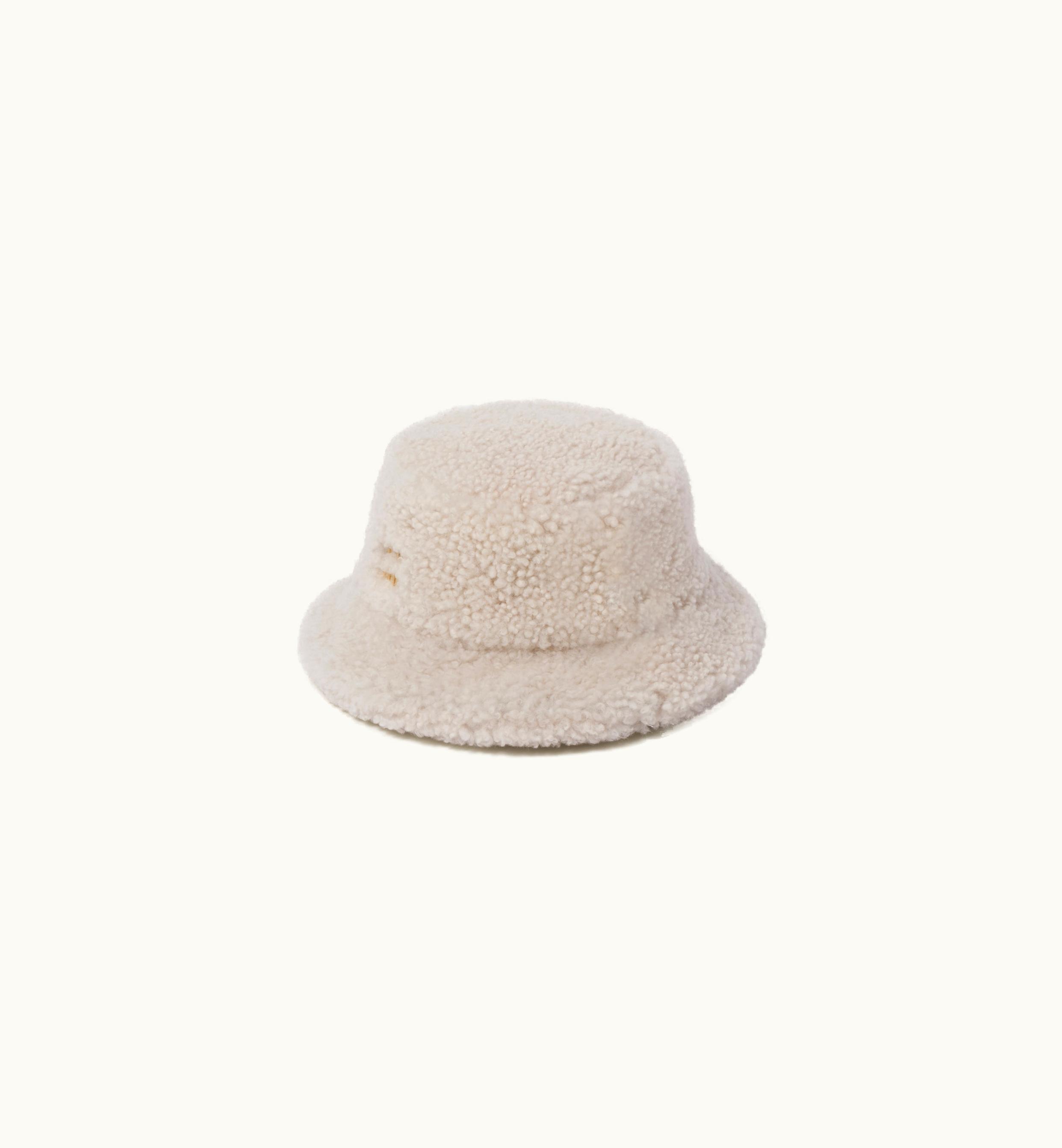 Miu Miu Miu Miu Shearling Bucket Hat Ivory