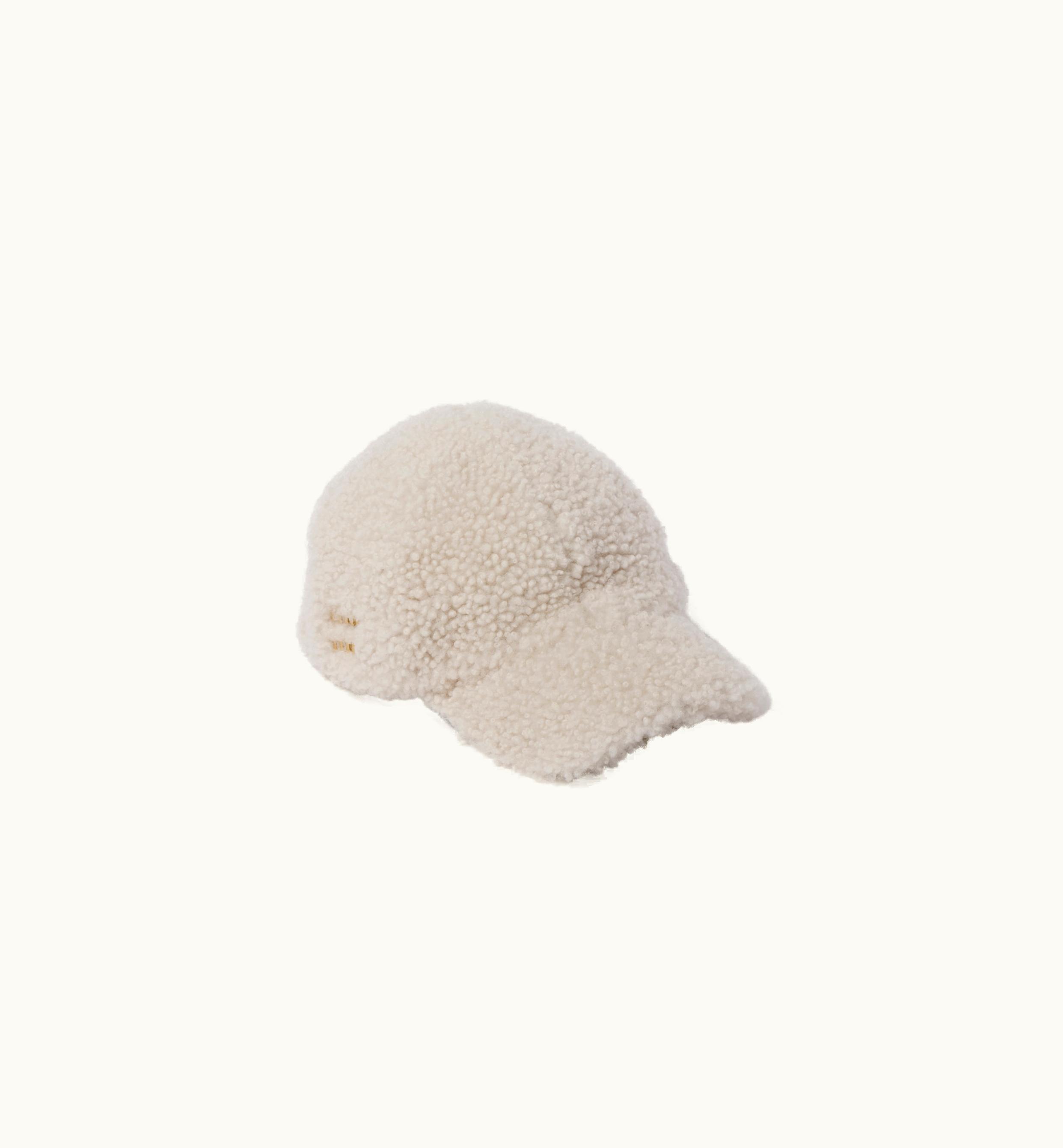 Miu Miu Miu Miu Faux Shearling Baseball Cap Ivory