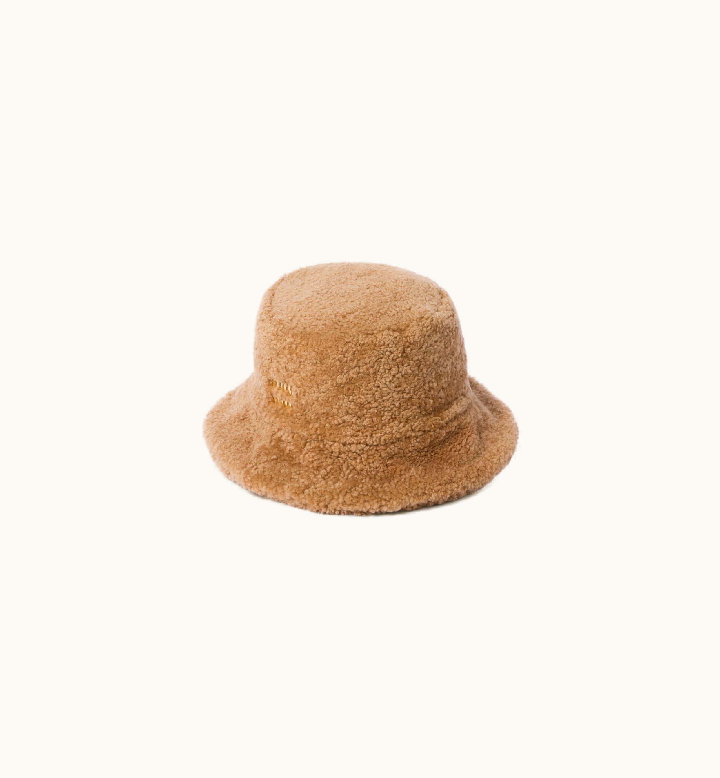 Miu Miu Miu Miu Shearling Bucket Hat Caramel