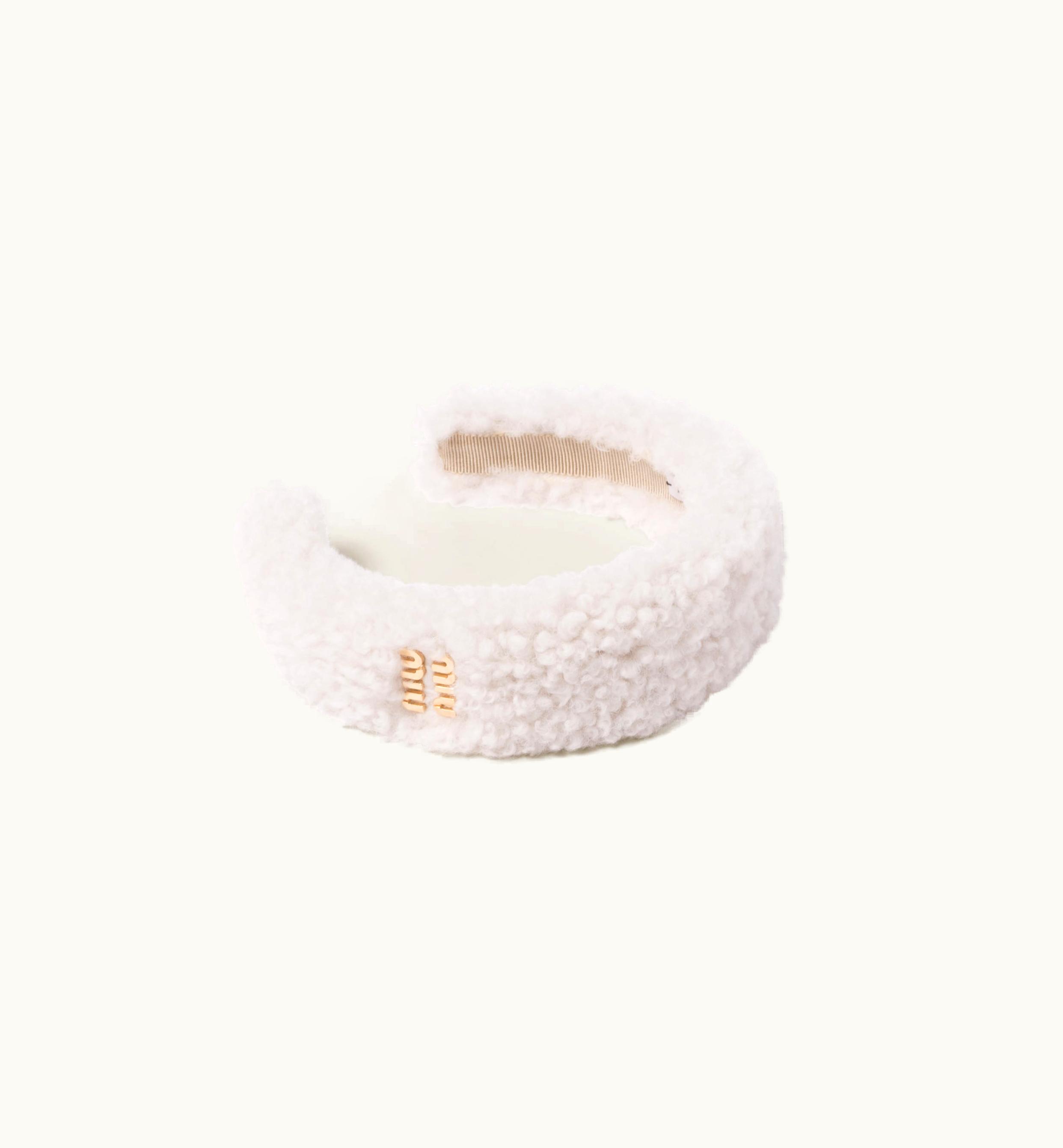 Miu Miu Miu Miu Shearling Headband Ivory