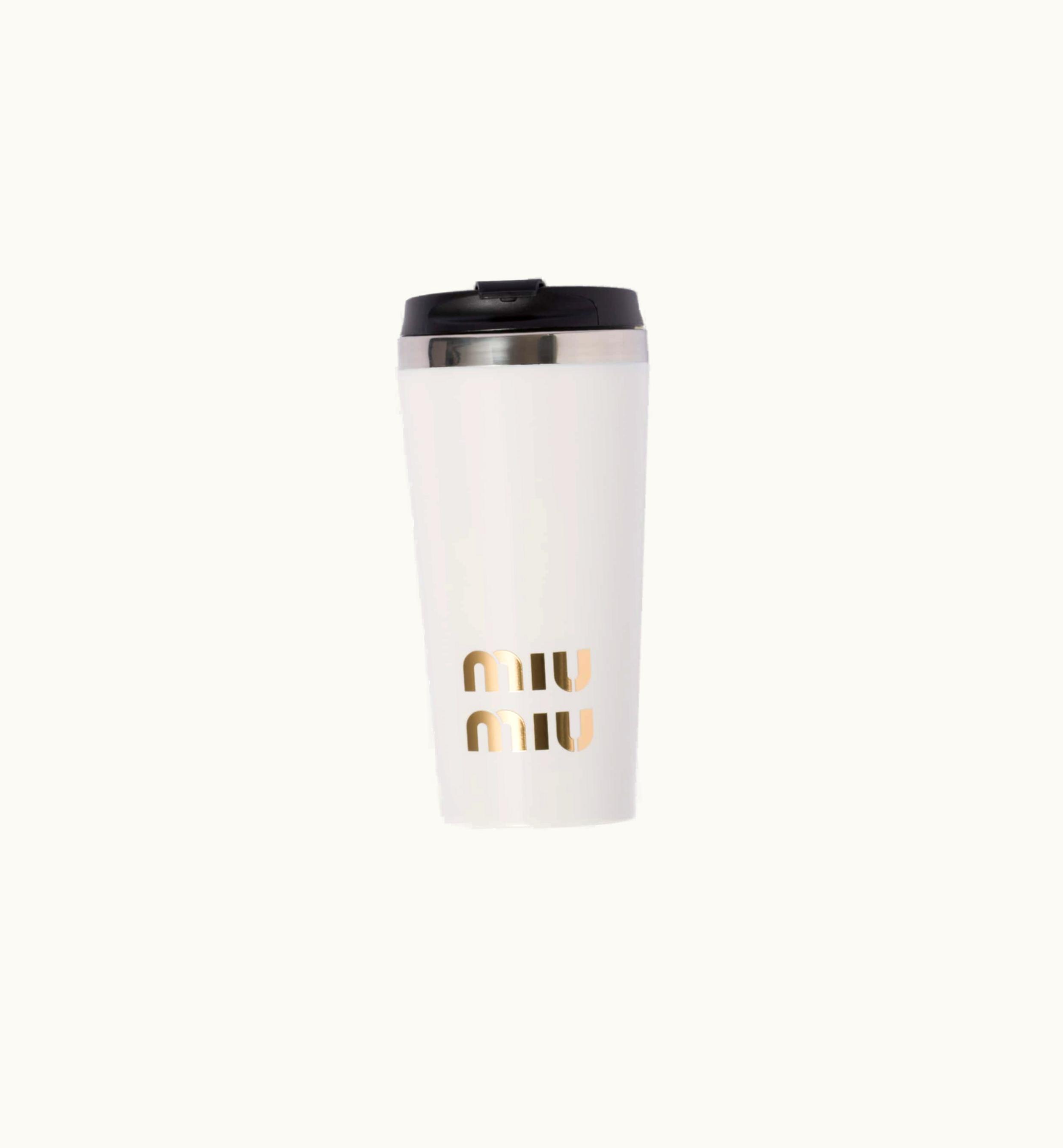 Miu Miu Miu Miu Stainless Steel Thermal Cup, 450 Ml White / Platinum