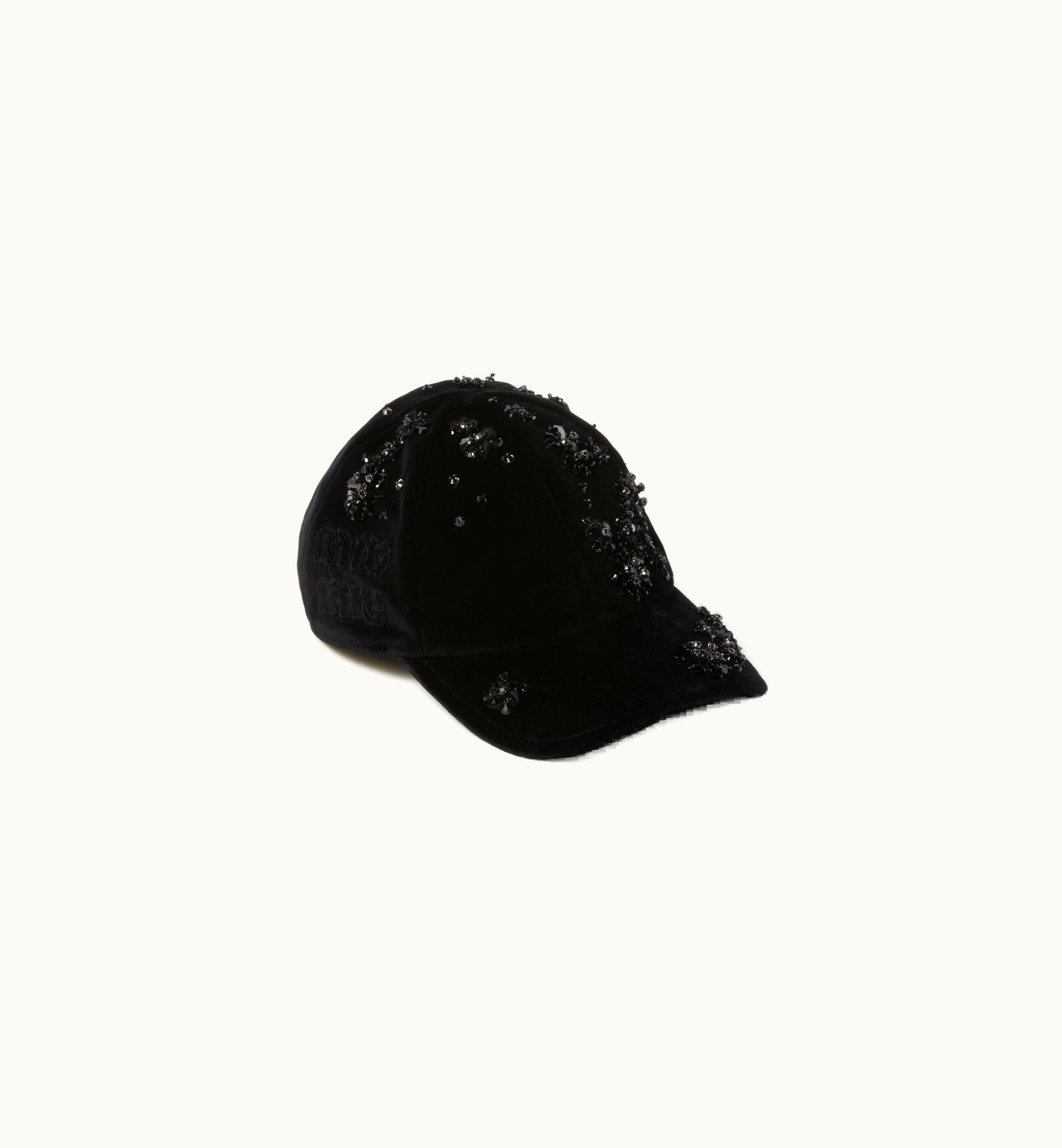 Miu Miu Miu Miu Velvet Baseball Cap Black