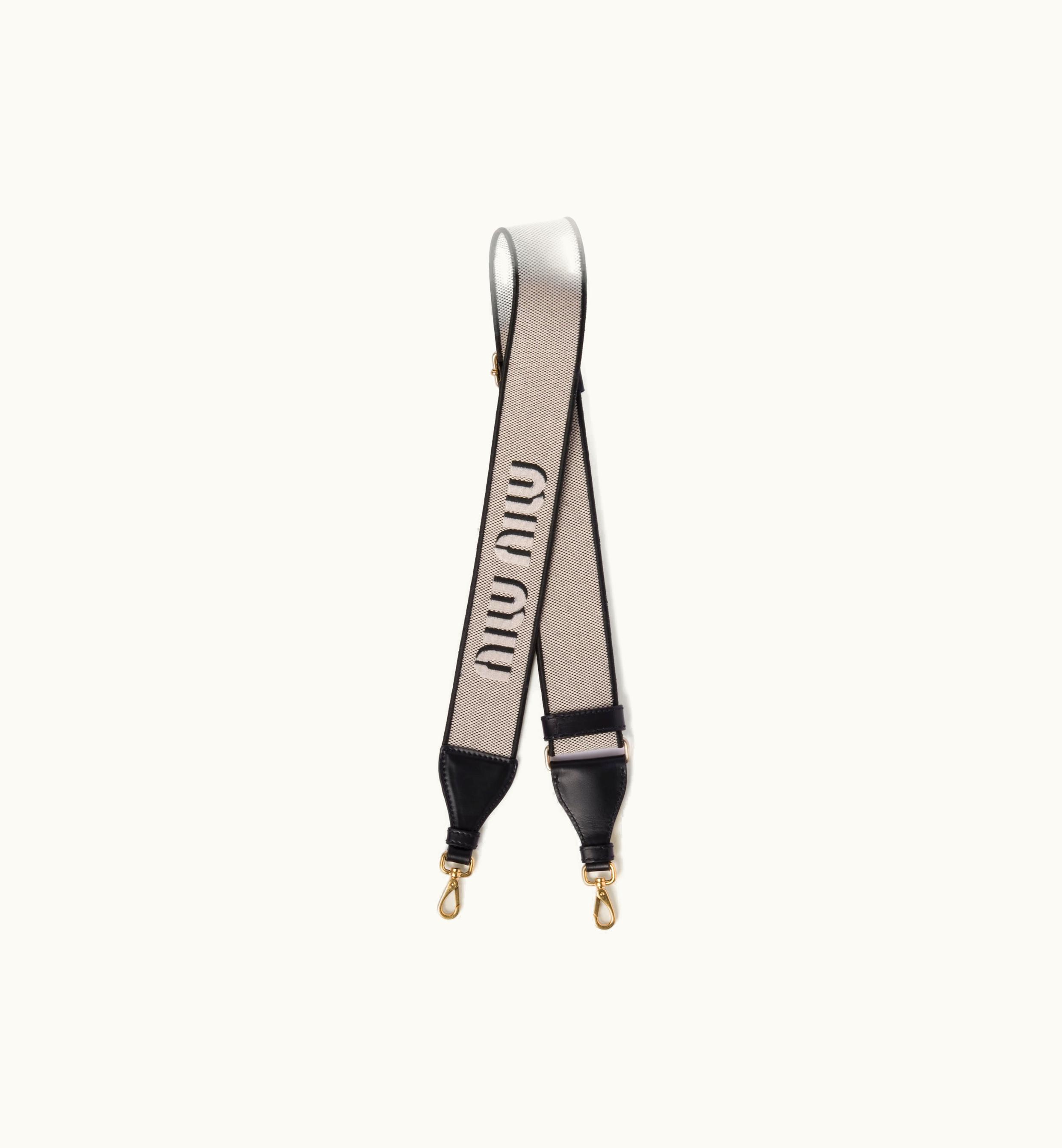 Miu Miu Miu Miu Linen Blend And Leather Shoulder Strap Black