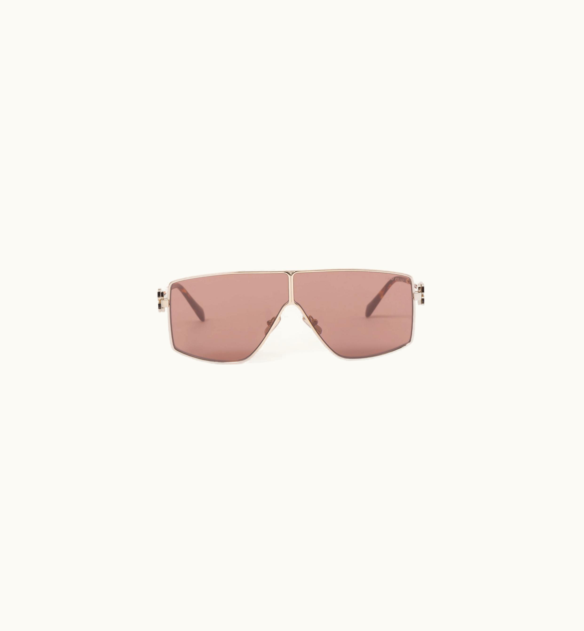Miu Miu Miu Miu Oversized Logo Sunglasses Pale Gold
