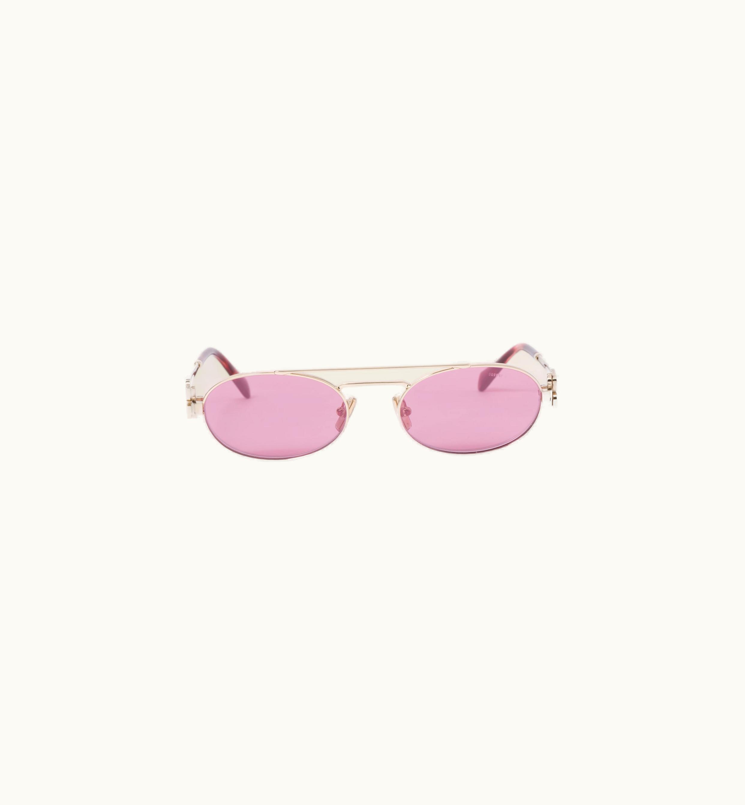 Miu Miu Miu Miu Oval Logo Sunglasses Pale Gold