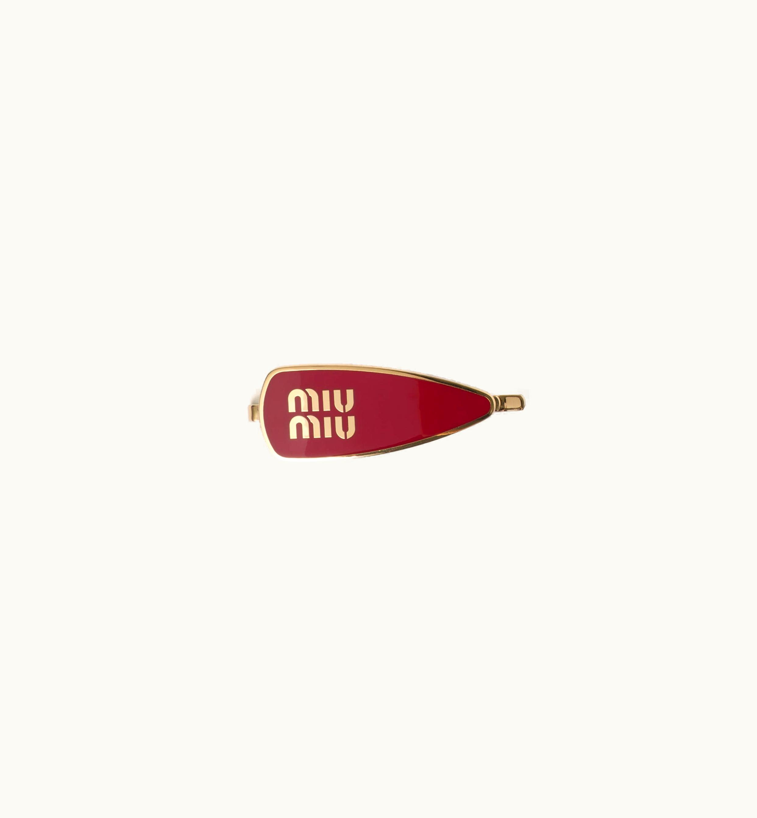 Miu Miu Miu Miu Enameled Metal Hair Clip Red