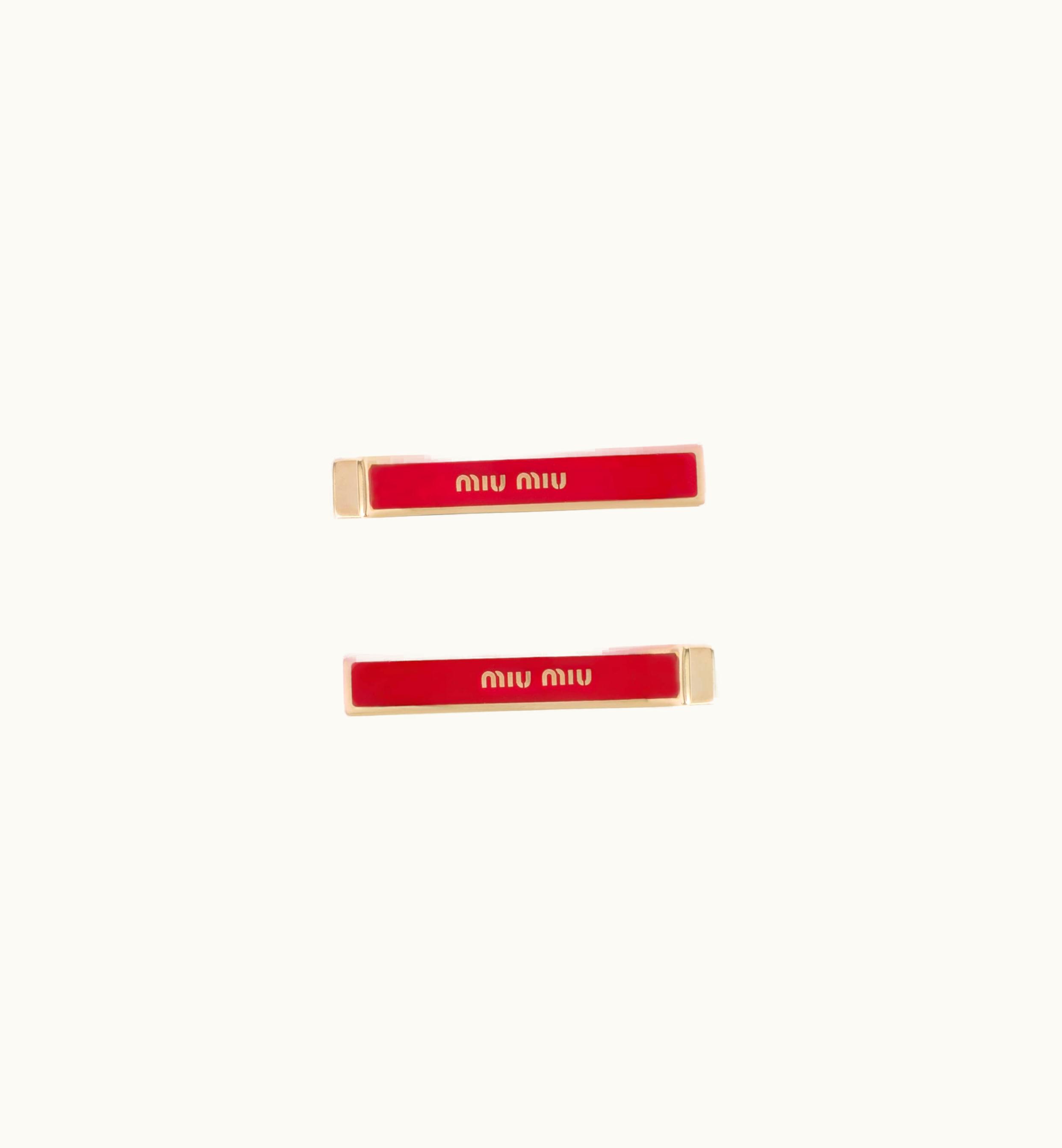 Miu Miu Miu Miu Enameled Metal Hair Clips Red