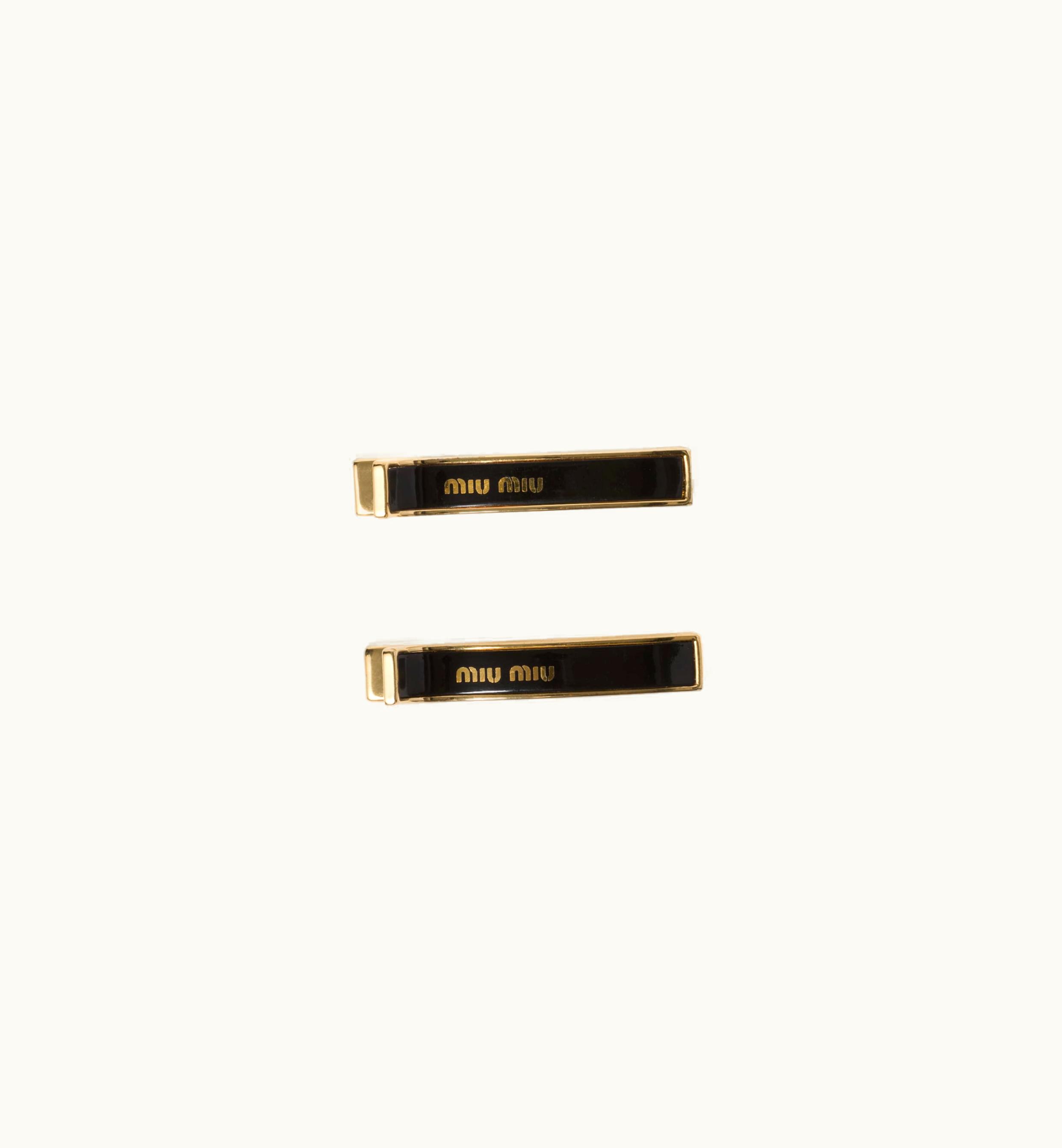Miu Miu Miu Miu Enameled Metal Hair Clips Black