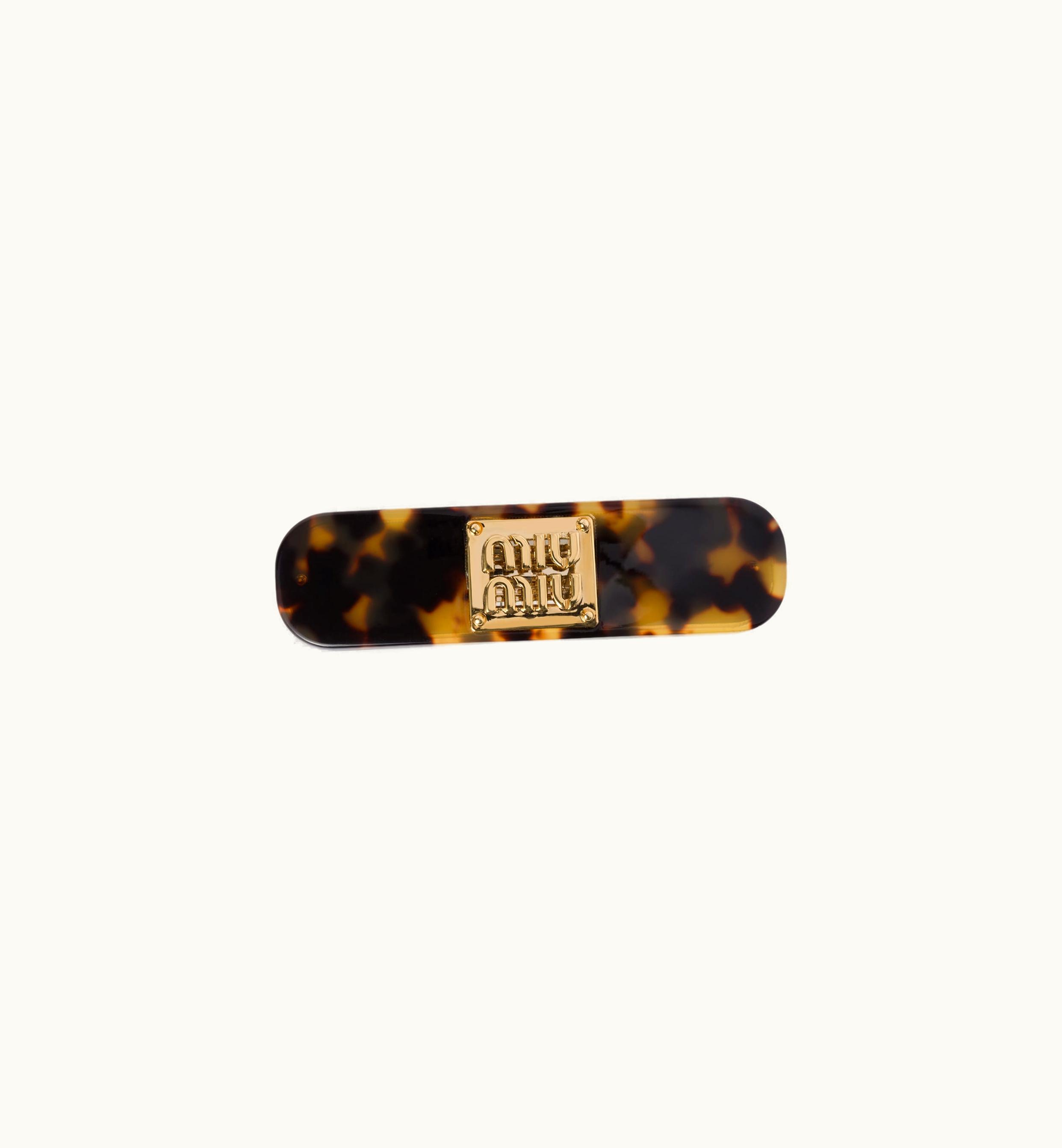Miu Miu Miu Miu Plexiglas And Metal Hair Clip Tartaruga / Oro