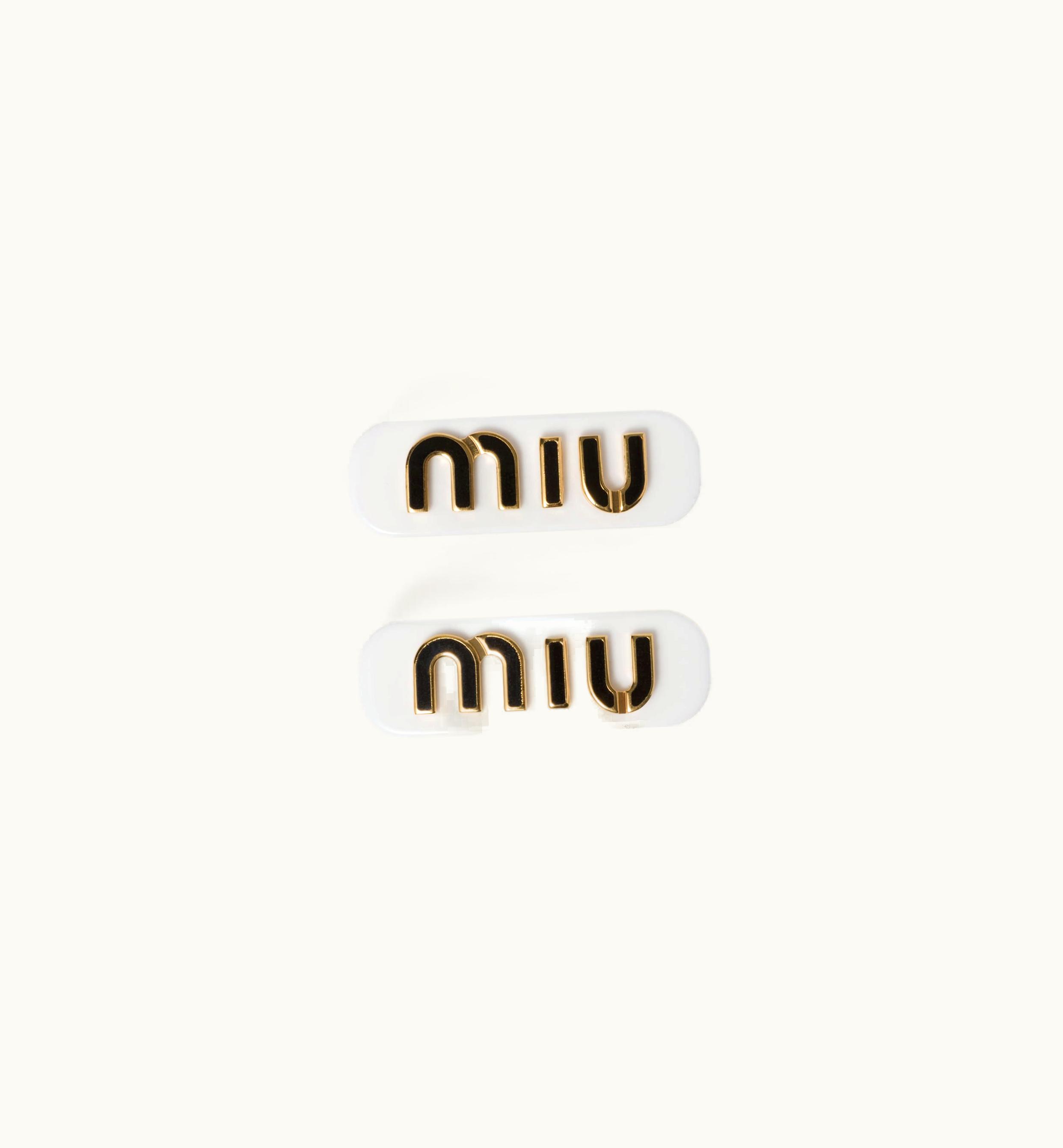 Miu Miu Miu Miu Plexiglas And Metal Hair Clips White / Black