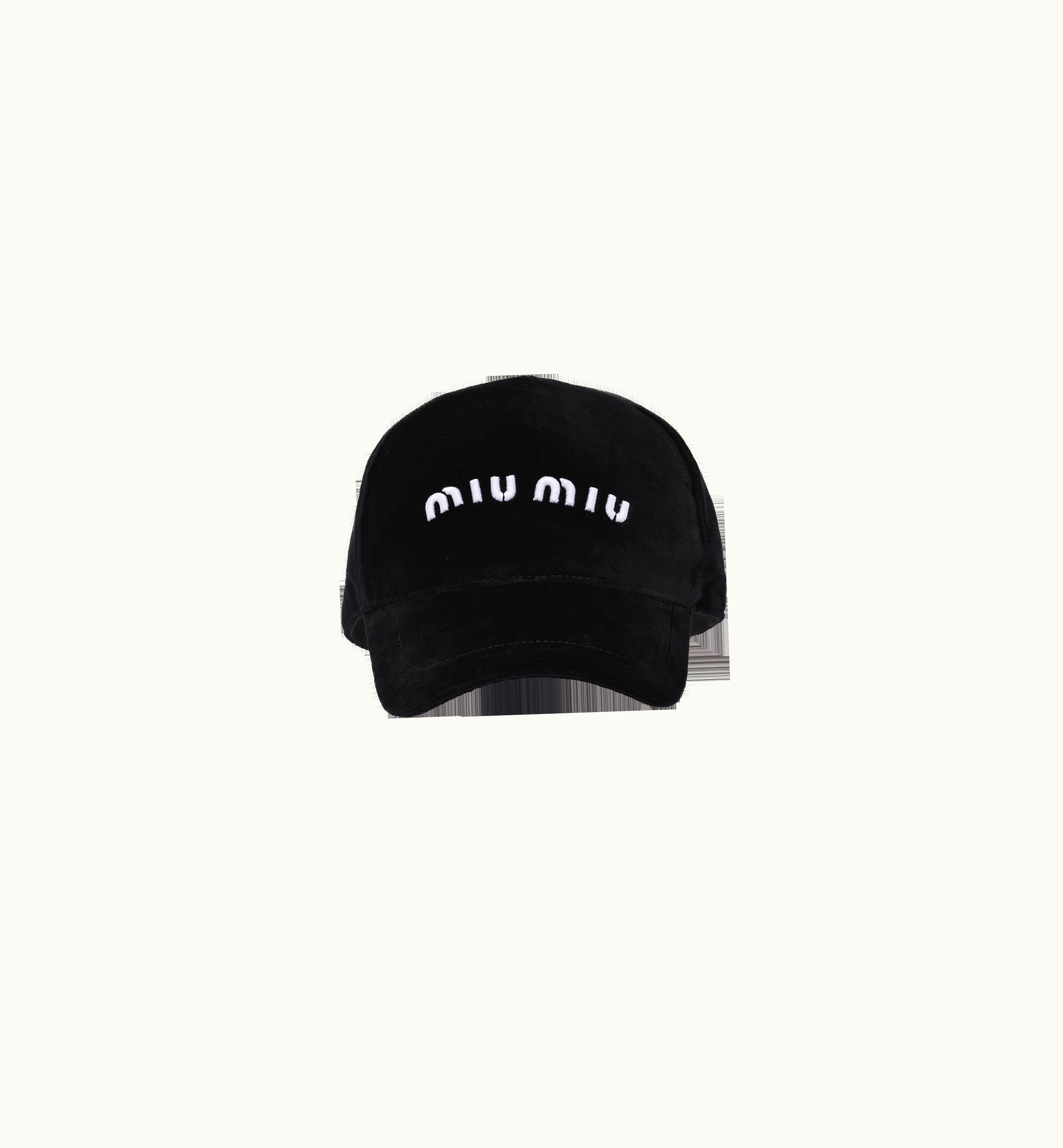 Miu Miu Miu Miu Velvet Baseball Cap Black / White