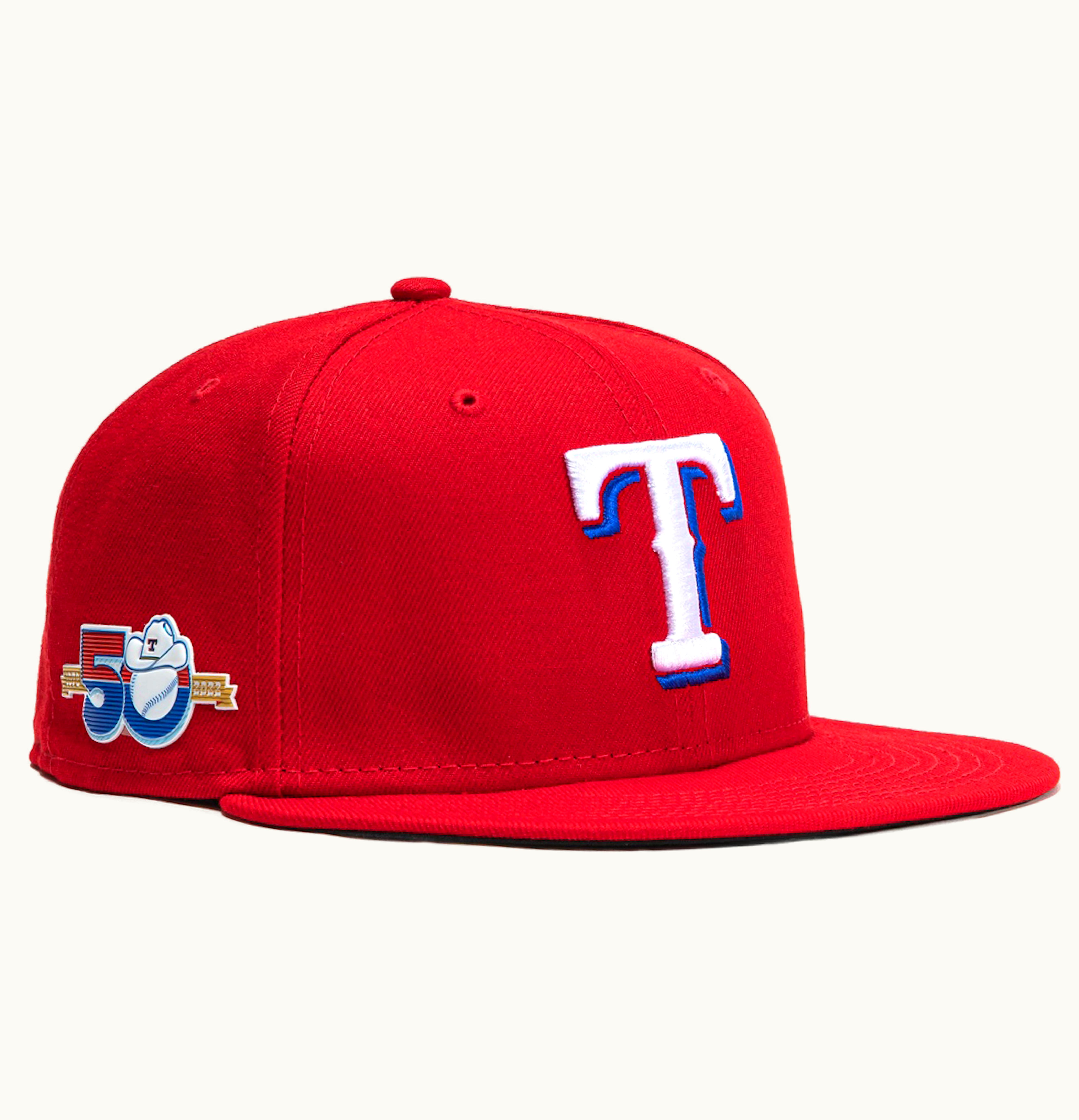 New Era New Era Texas Rangers 50th Anniversary Patch Alternate Hat Club Exclusive 59Fifty Fitted Hat Red