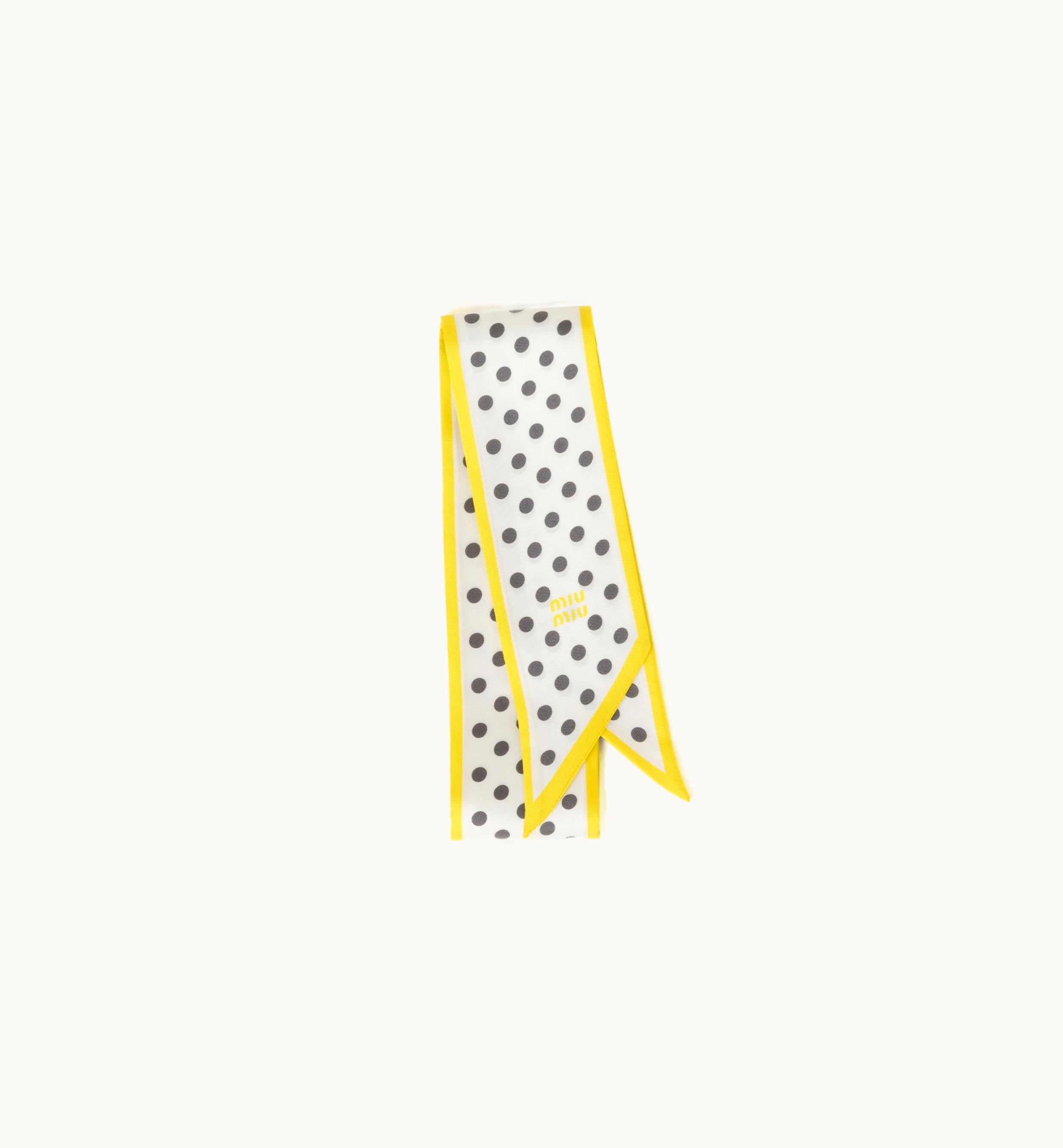 Miu Miu Miu Miu Printed Twill Scarf Ivory / Marble Gray / Citron Green