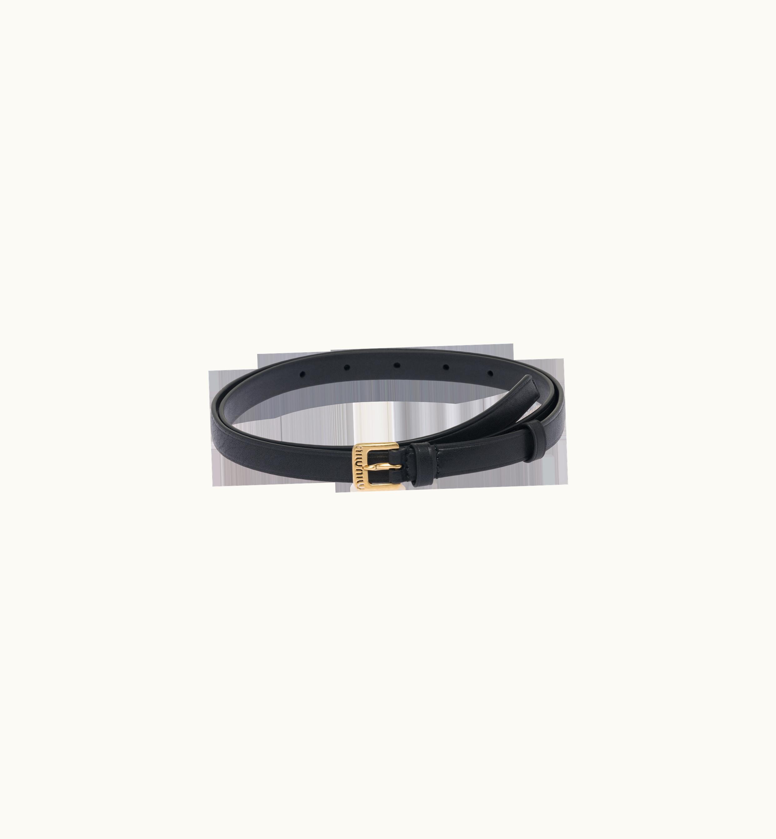 Miu Miu Miu Miu Perforated Logo Nappa Leather Belt Black