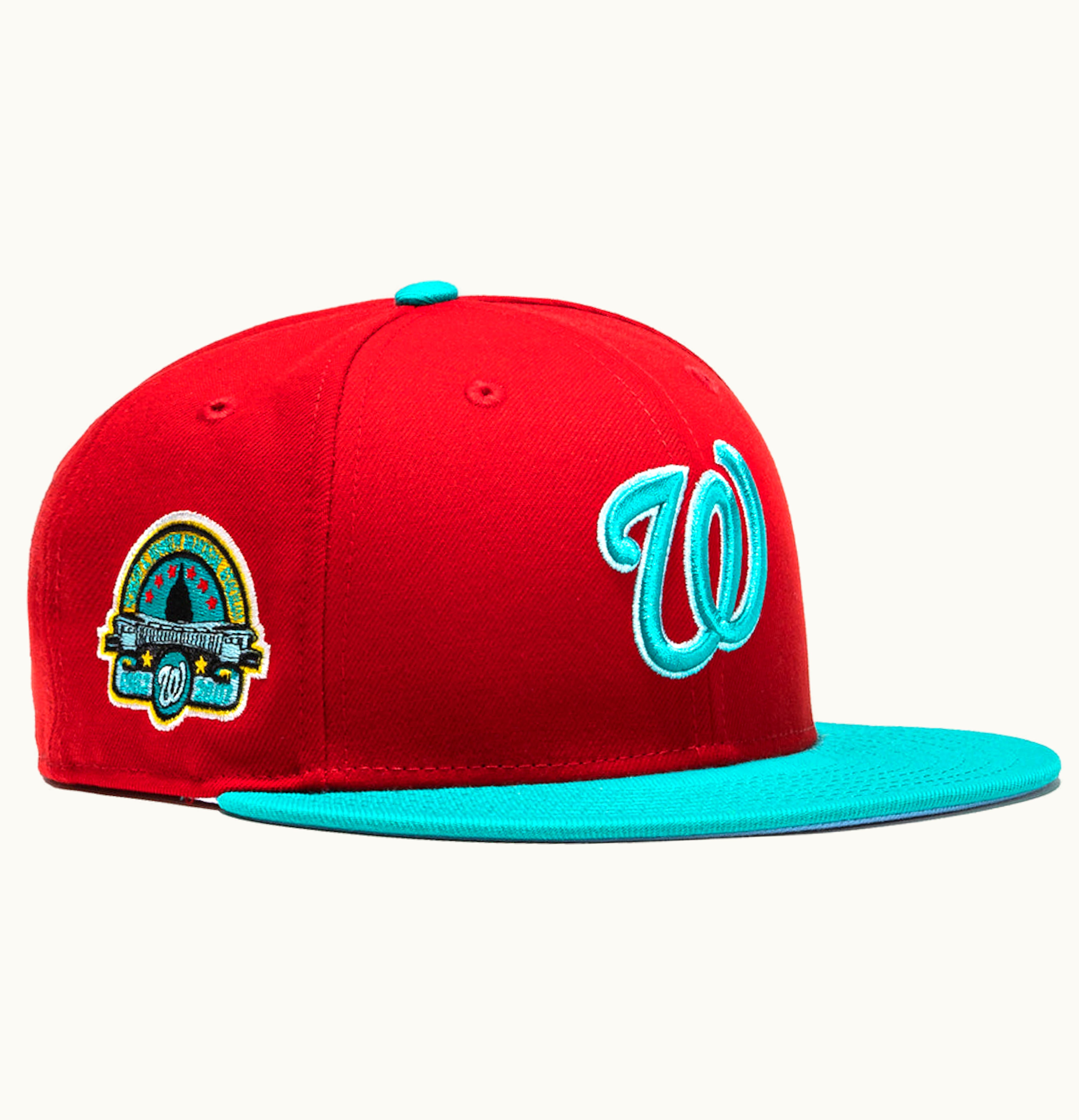 New Era New Era Washington Nationals Captain Planet 20 RFK Stadium Patch Hat Club Exclusive 59Fifty Fitted Hat Red Teal