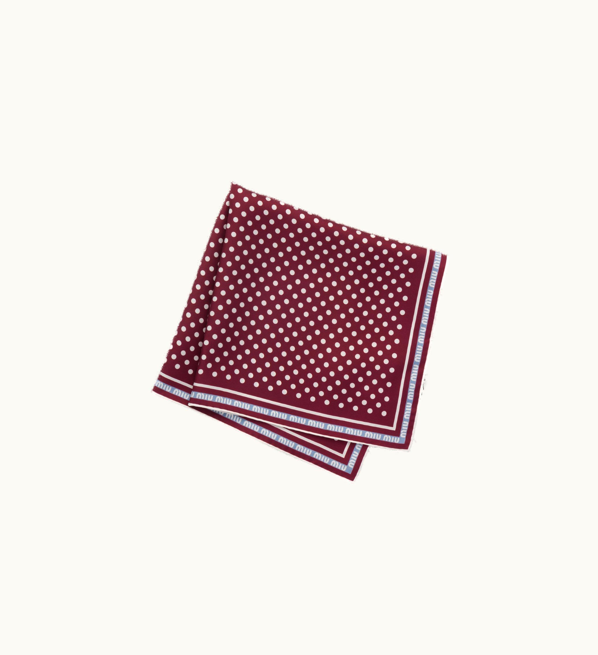 Miu Miu Miu Miu Polka-Dot Silk Twill Scarf Amaranth Red / Cornflower