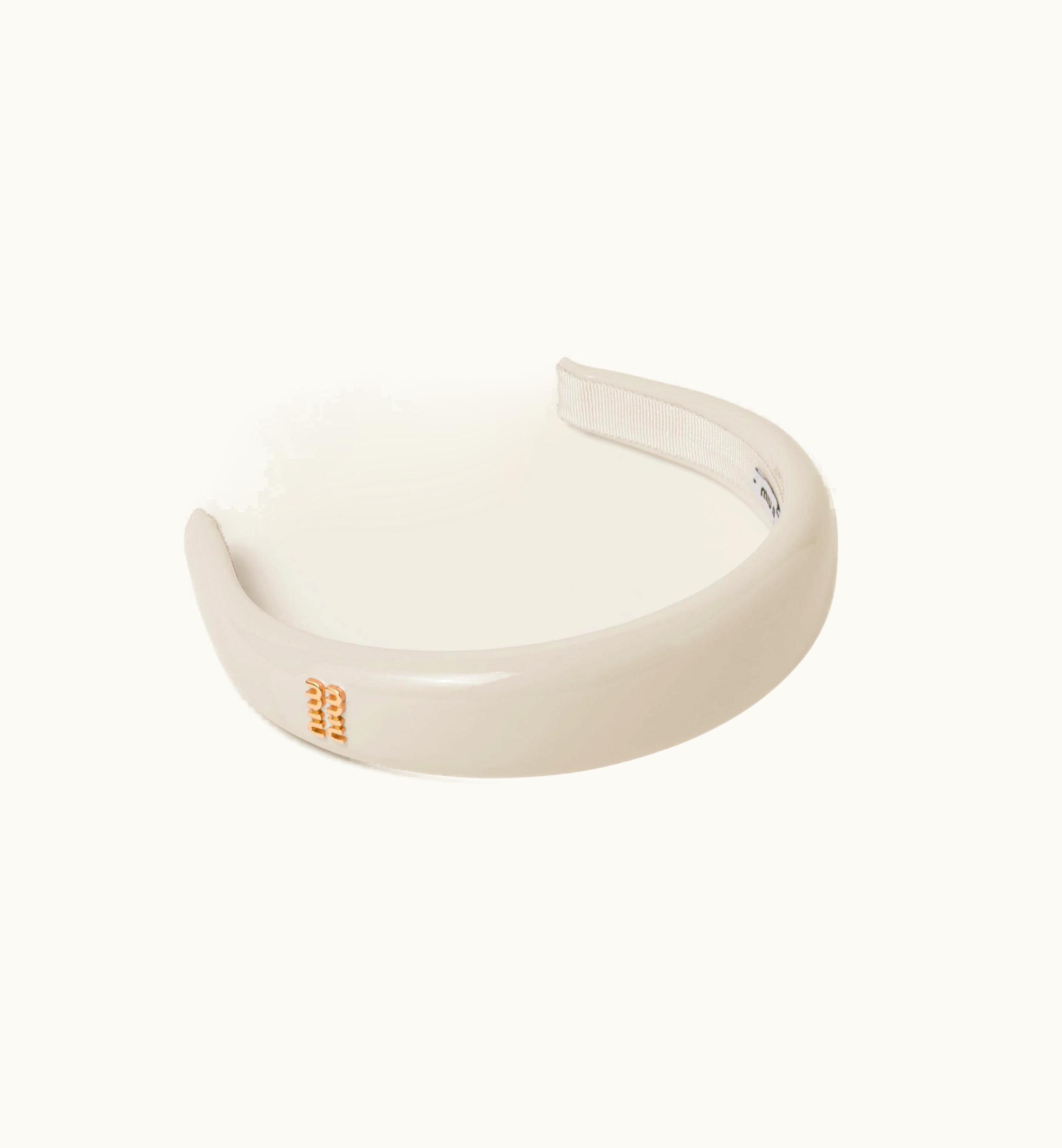 Miu Miu Miu Miu Patent Leather Headband Ivory