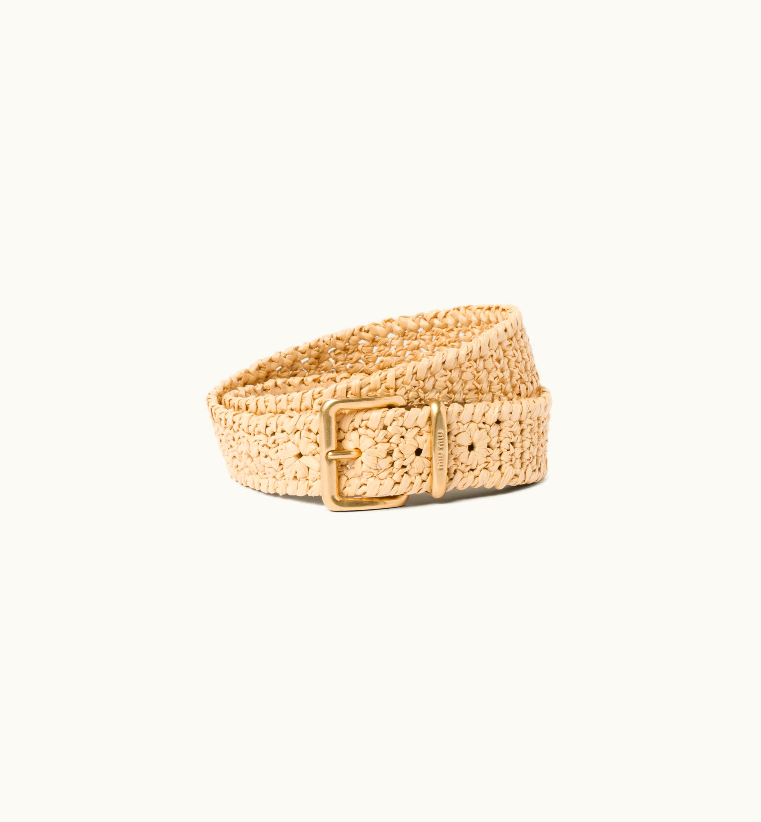 Miu Miu Miu Miu Woven Fabric Belt Natural