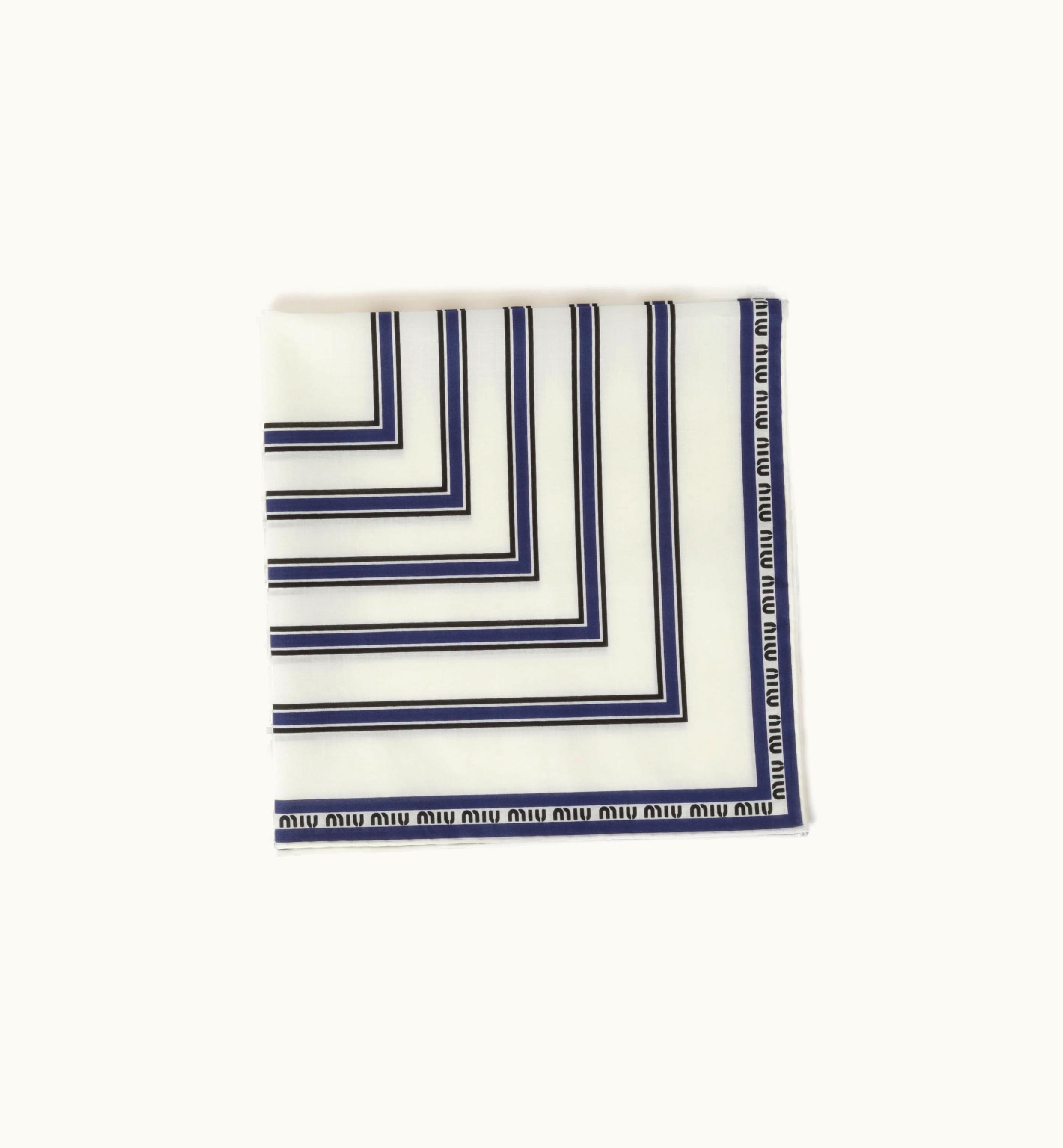 Miu Miu Miu Miu Printed Poplin Scarf White / Blue
