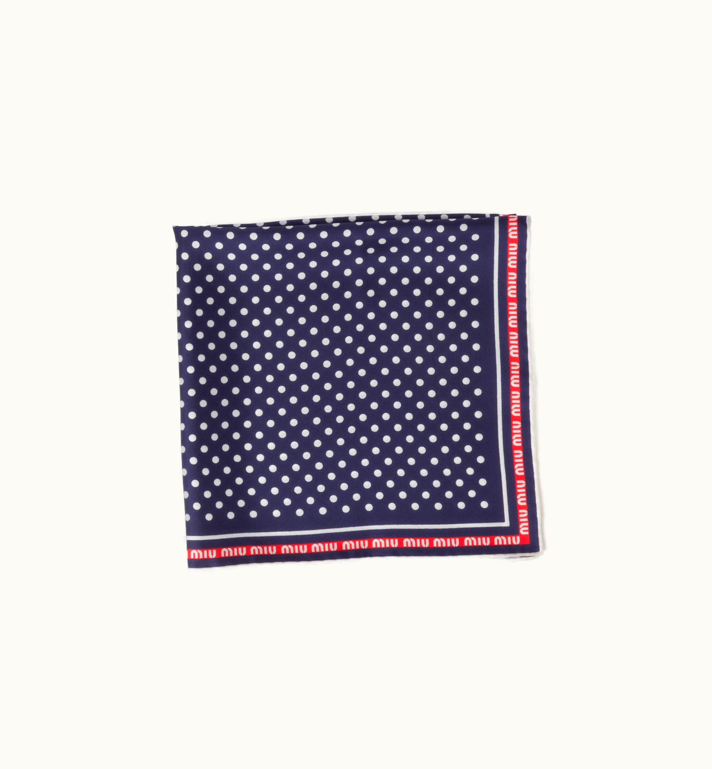 Miu Miu Miu Miu Polka-Dot Silk Twill Scarf Blue / White